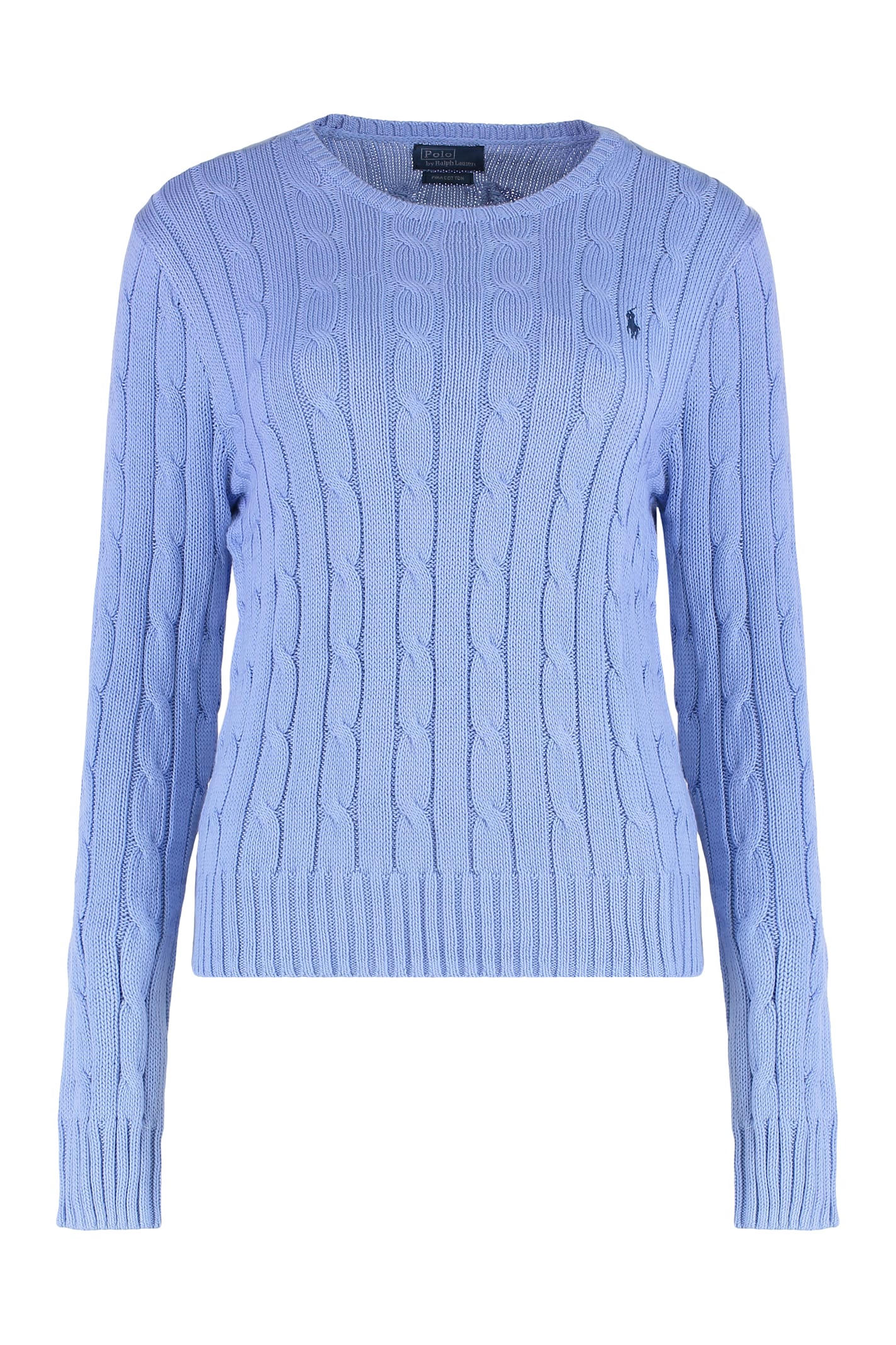 Ralph Lauren Blue Crewneck Embroidered Logo Sweater In Blue