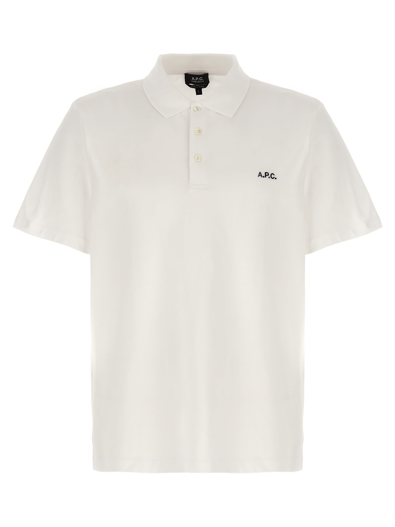 Shop Apc Logo Embroidery Polo Shirt In White