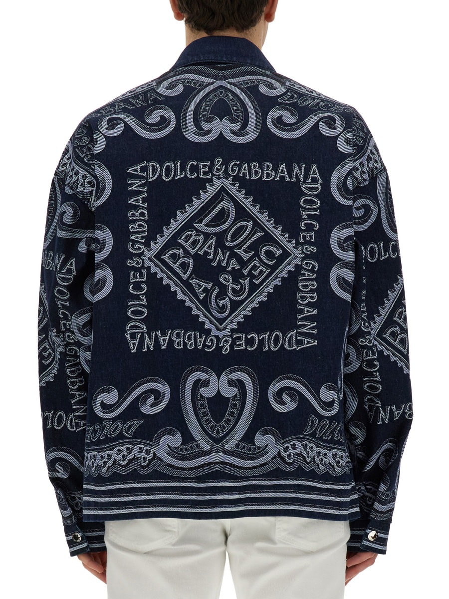 Shop Dolce & Gabbana Navy Print Cardigan In Blue