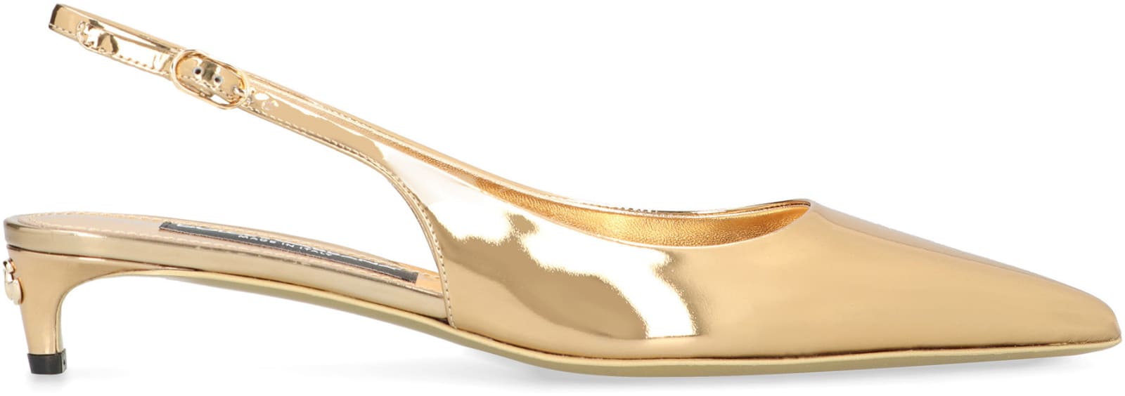 Shop Dolce & Gabbana Leather Slingback Pumps In Gold