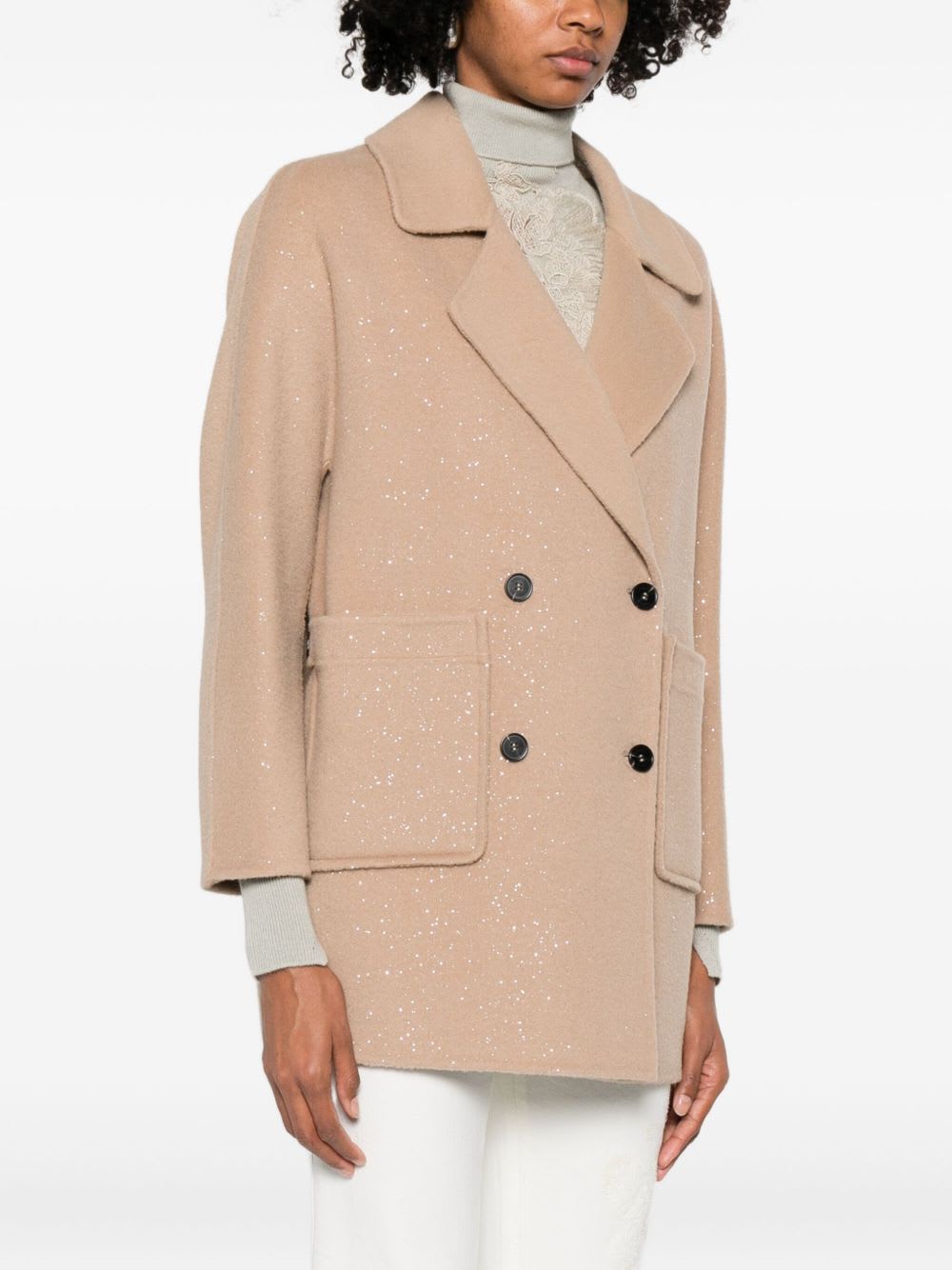 Ermanno Firenze Double-breasted Coat In Neutral