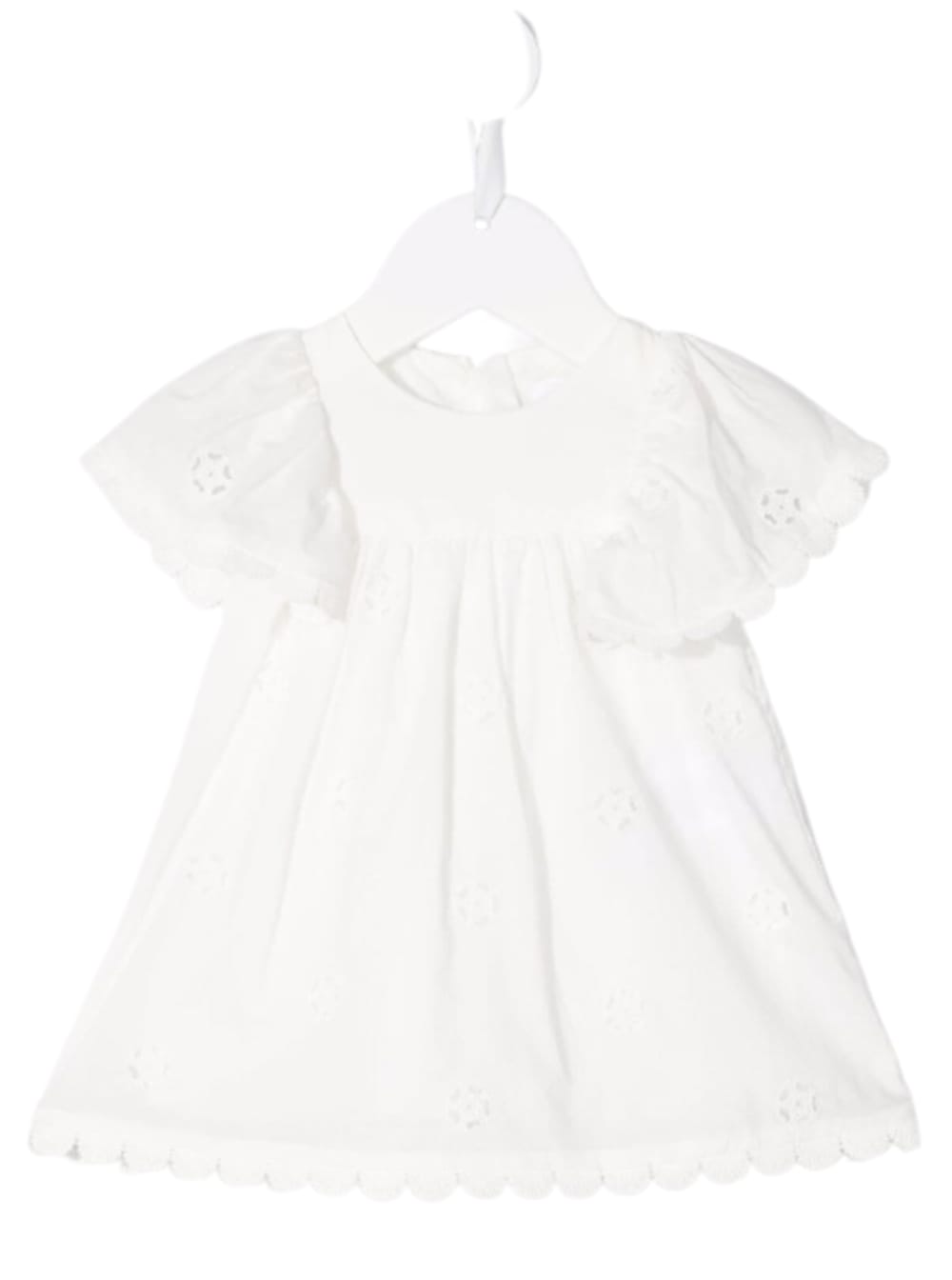Chloé Baby Girls White Cotton Dress With Embroidery