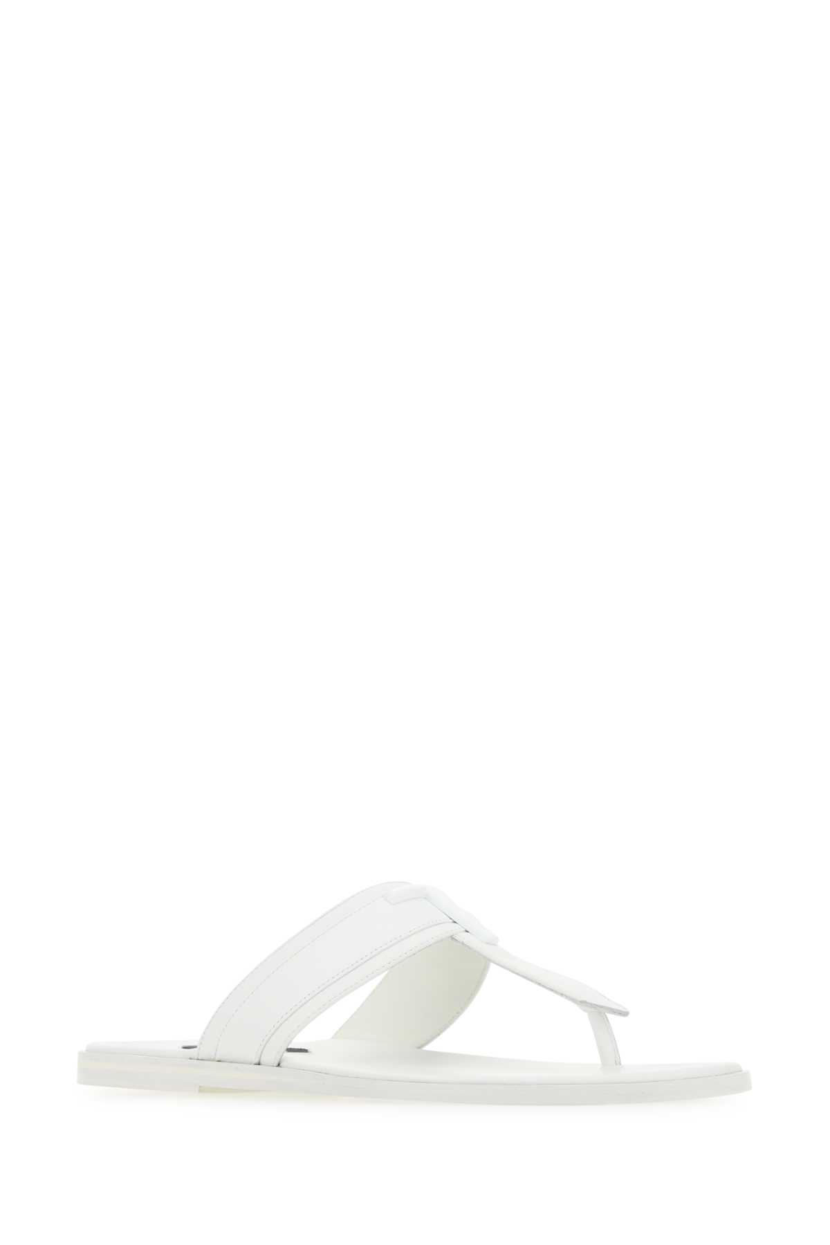 Shop Tom Ford White Leather Thong Slippers In U1025