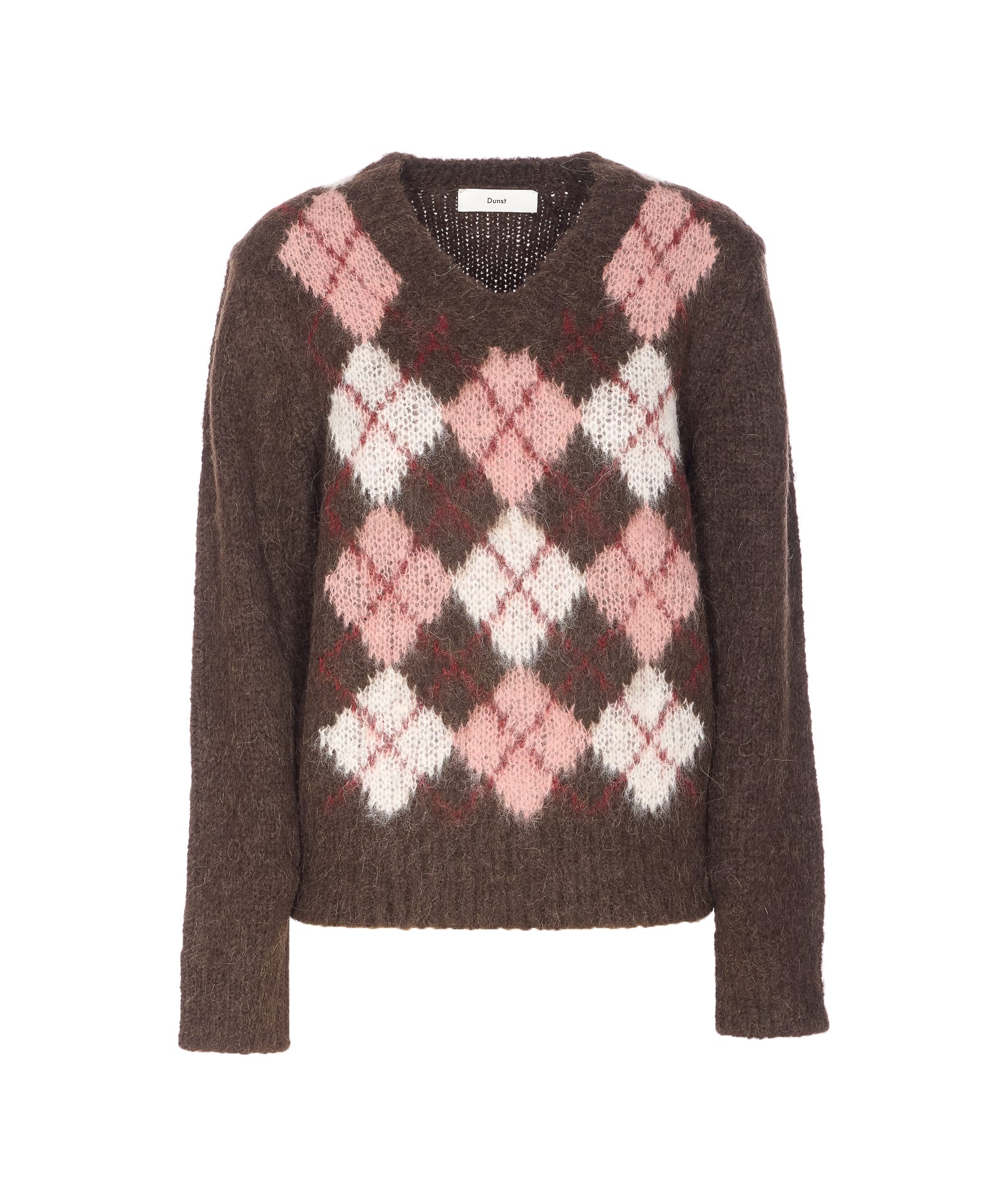 Dunst Striped Crew-neck Sweater In Brown
