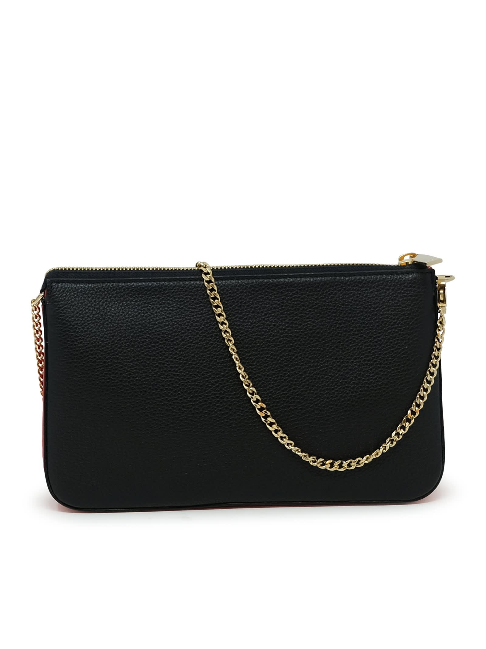 Christian Louboutin Black Leather Loubila Pouch In Black