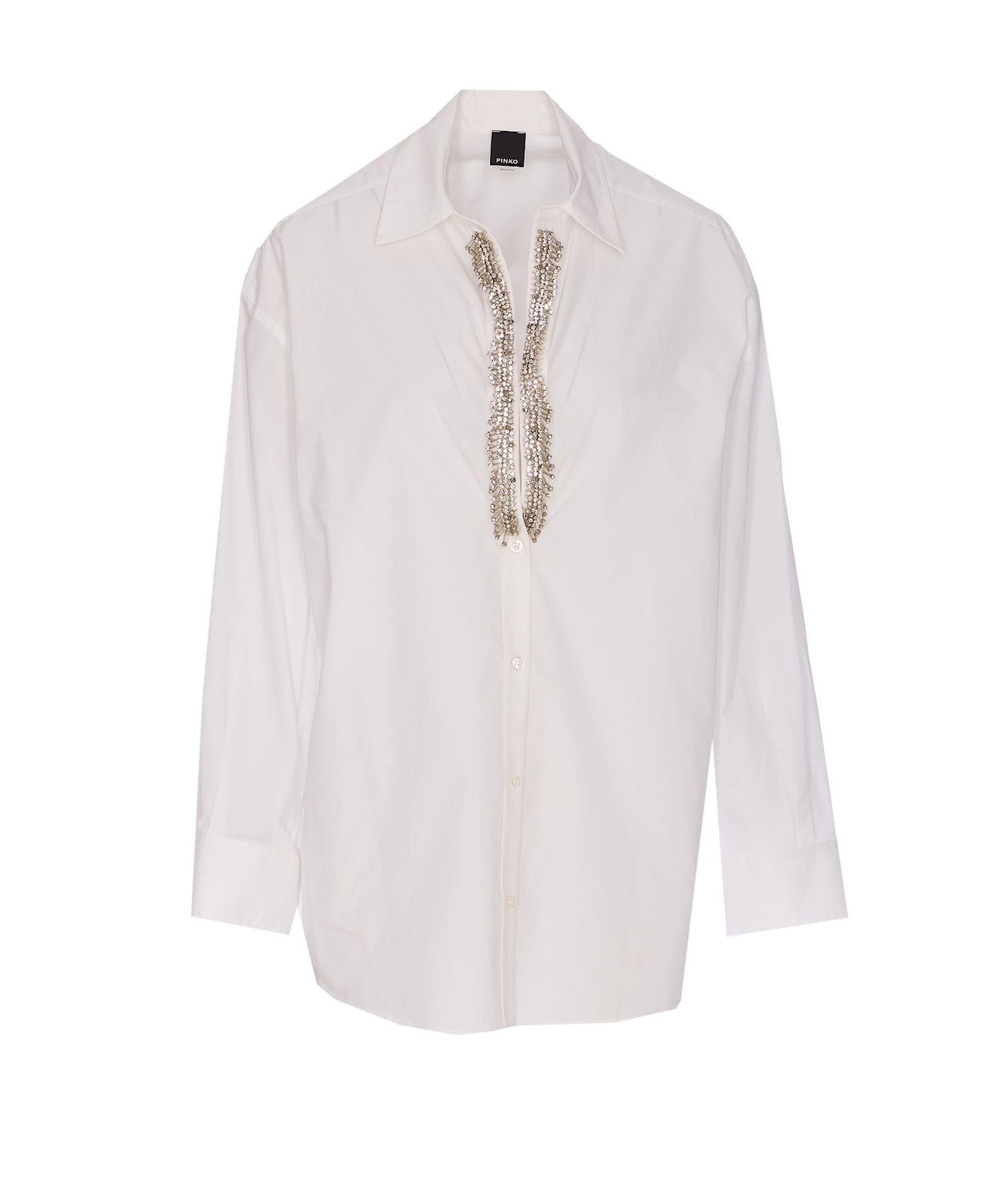 Pinko White Cotton Shirt With Classic Collar In White