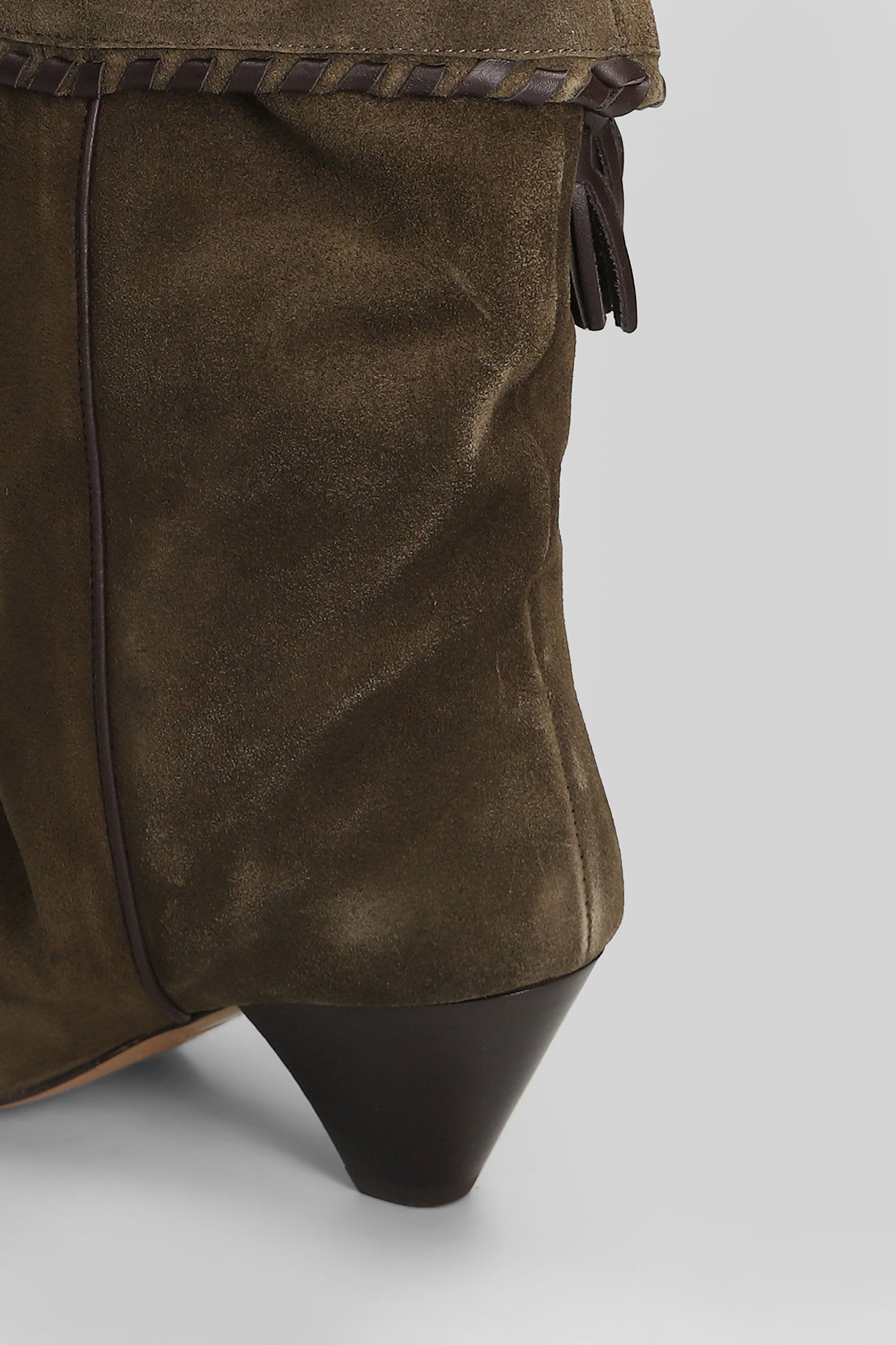 Isabel Marant Dalby High Heels Ankle Boots In Khaki Suede In Brown