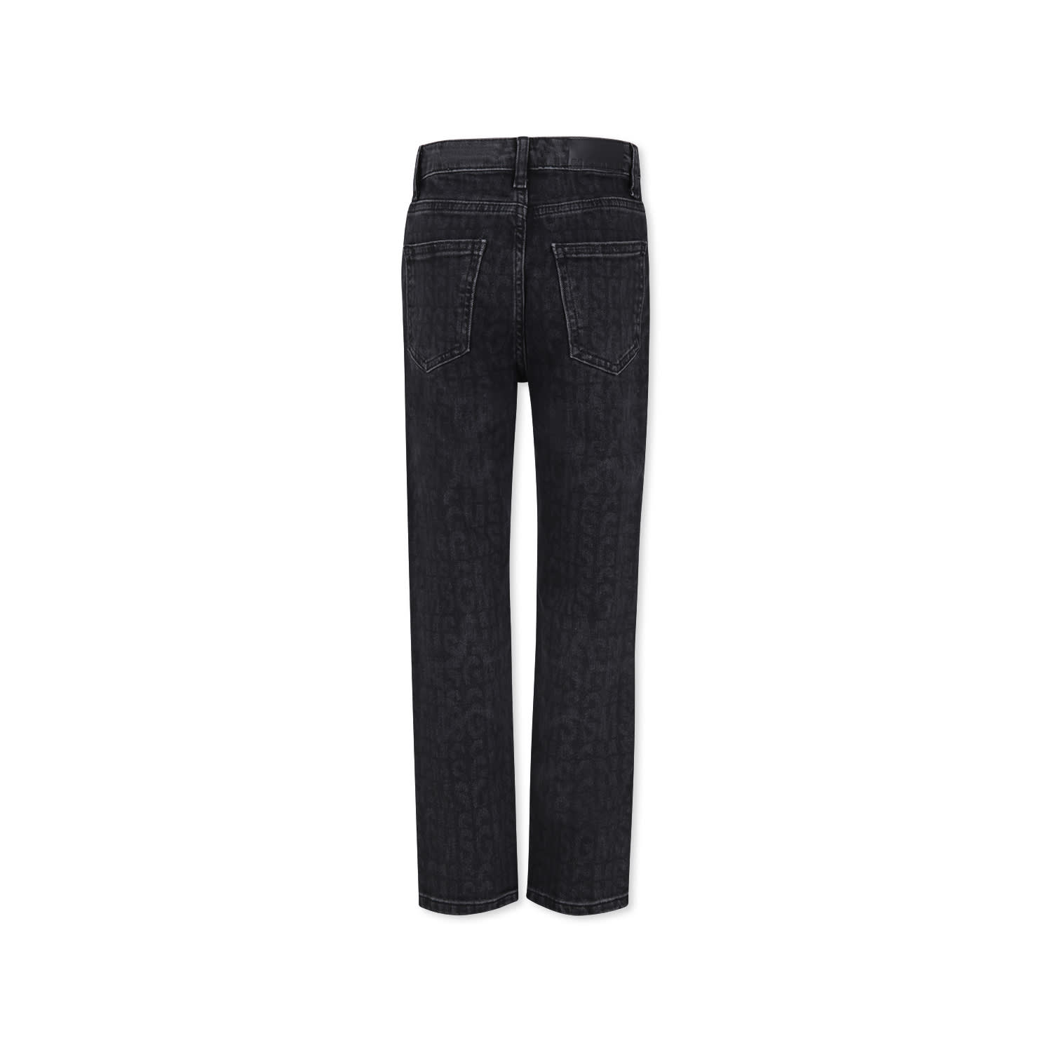 Msgm Black Jeans For Girl With Logo In Denim