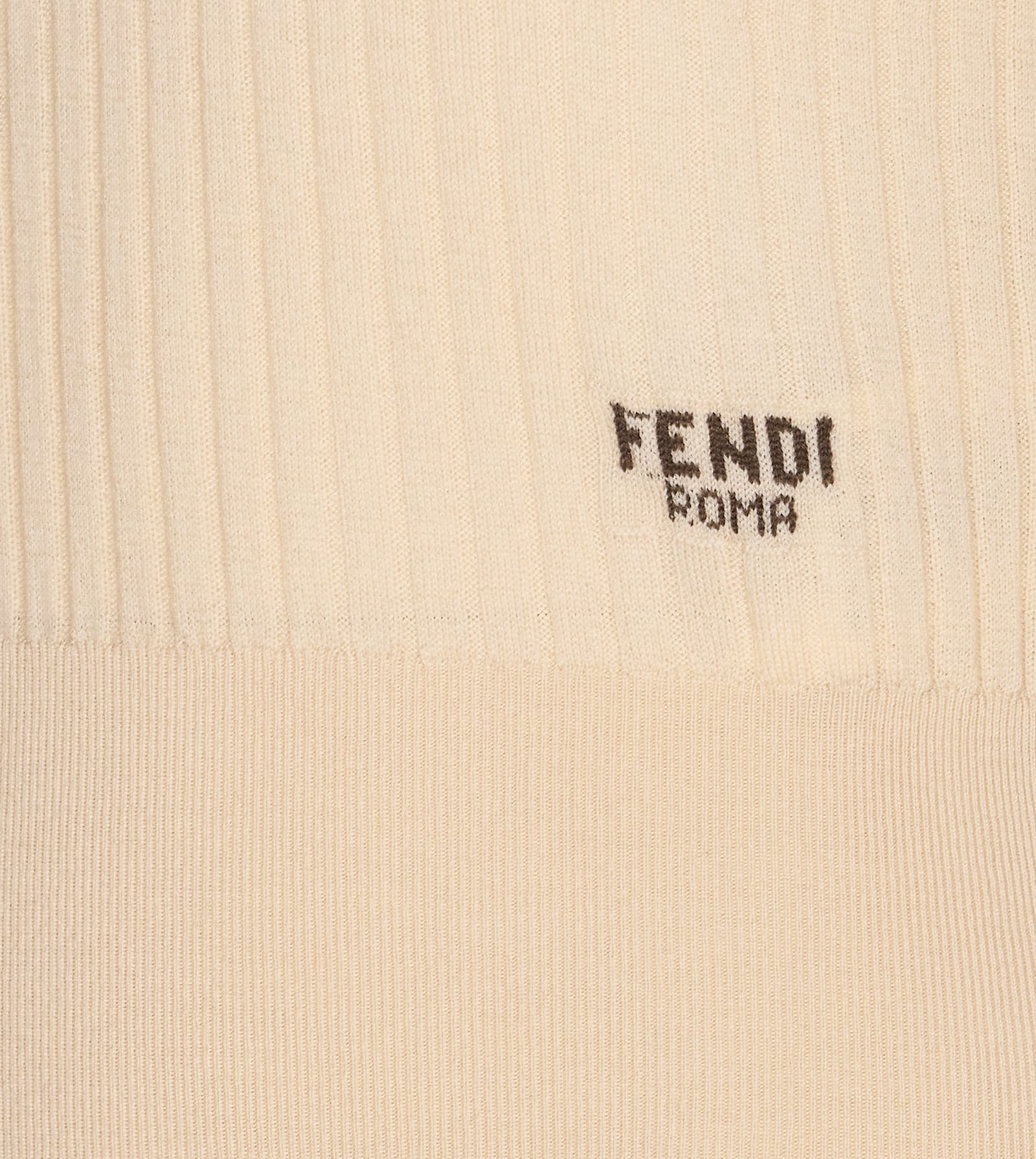 Fendi Roma Short Sleeves Sweater In Neutral