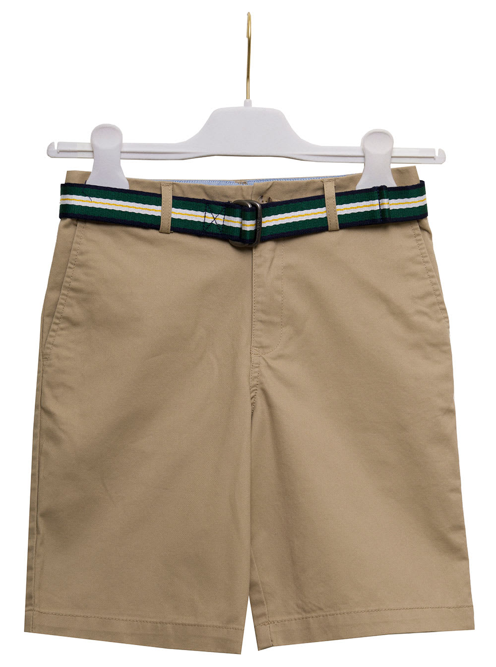 Shop Ralph Lauren Kids Boys Beige Cotton Shorts With Belt In Beige/khaki
