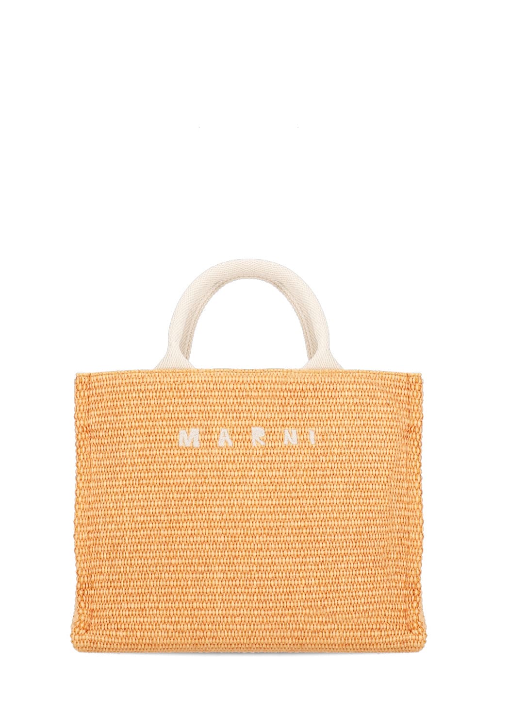 Shop Marni Raffia Hand Bag In Orange