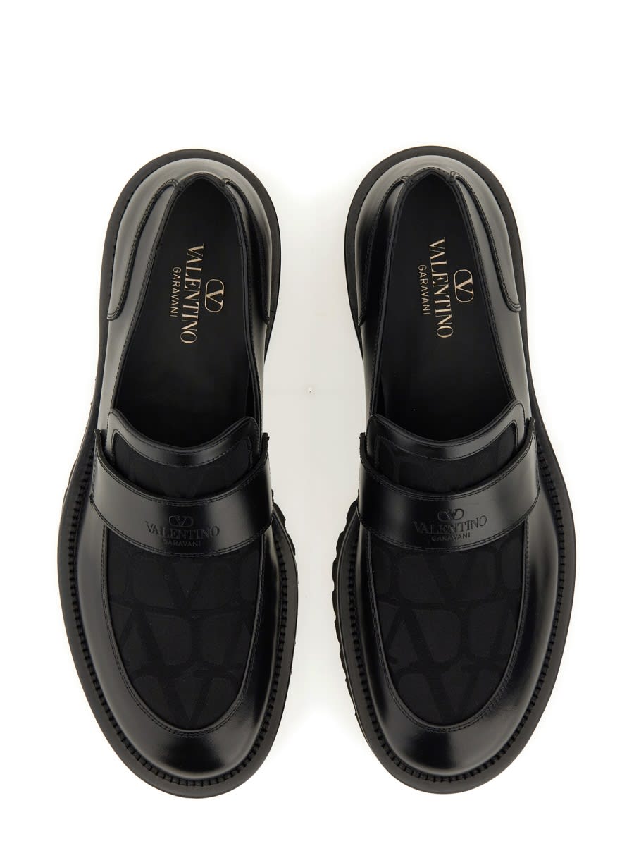 Shop Valentino Moccasin Toile Iconographe In Black