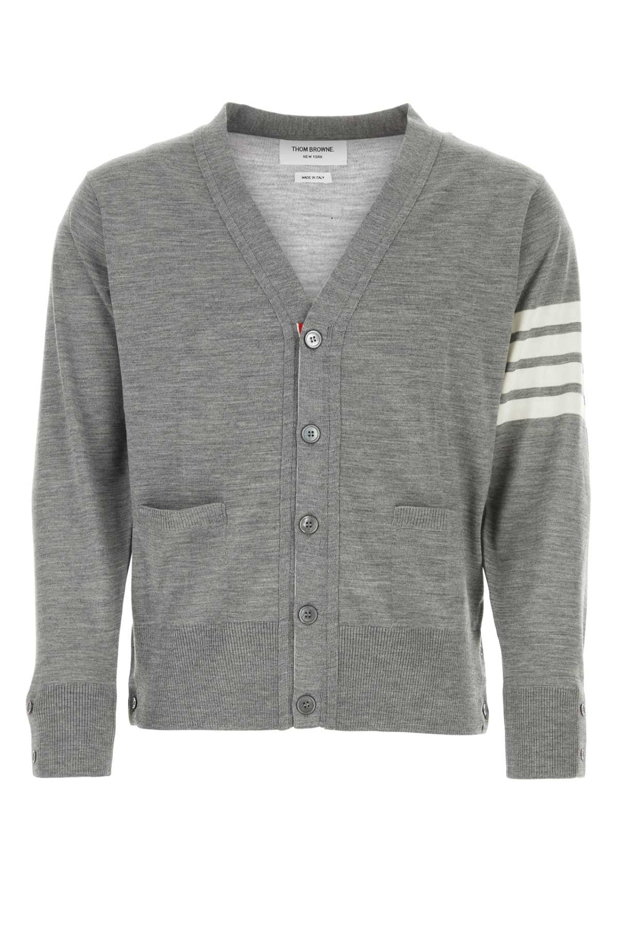 Thom Browne Grey Wool Cardigan In Gray