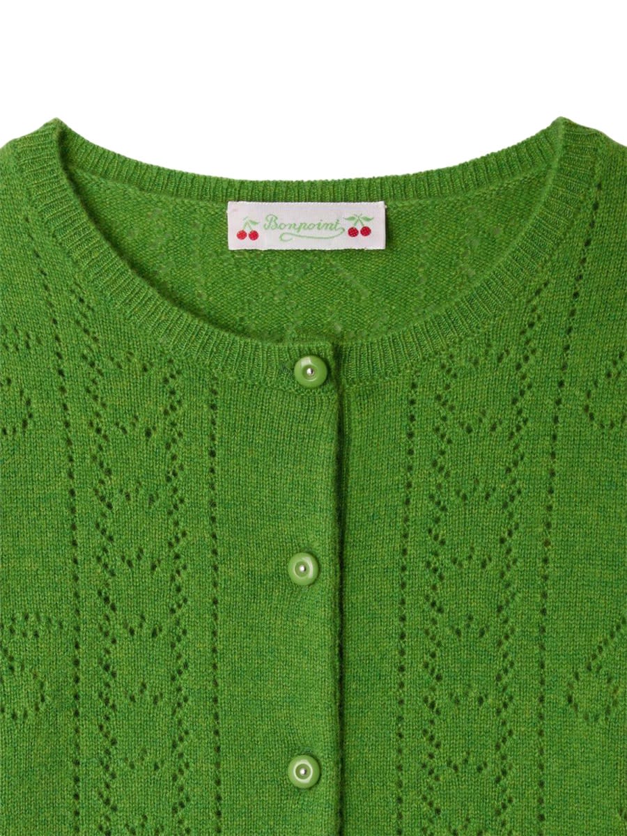 Bonpoint Josiane Cardigan In Green Cashmere In Multi