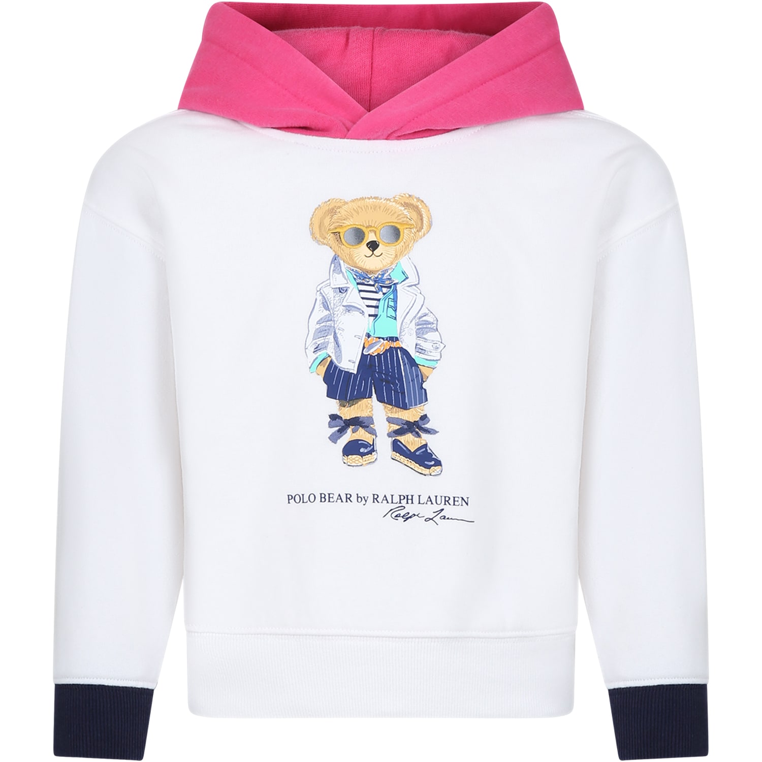 Shop Ralph Lauren White Sweatshirt For Girl With Polo Bear