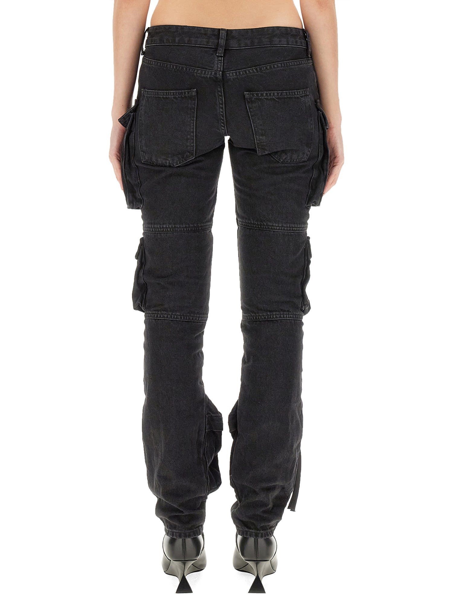 Shop Attico Cargo Jeans In Black