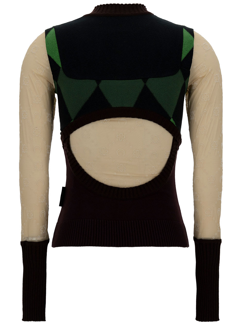 Shop Marine Serre Multicolor Sweater With Crescent Moon And Diamond Motif In Cotton Woman