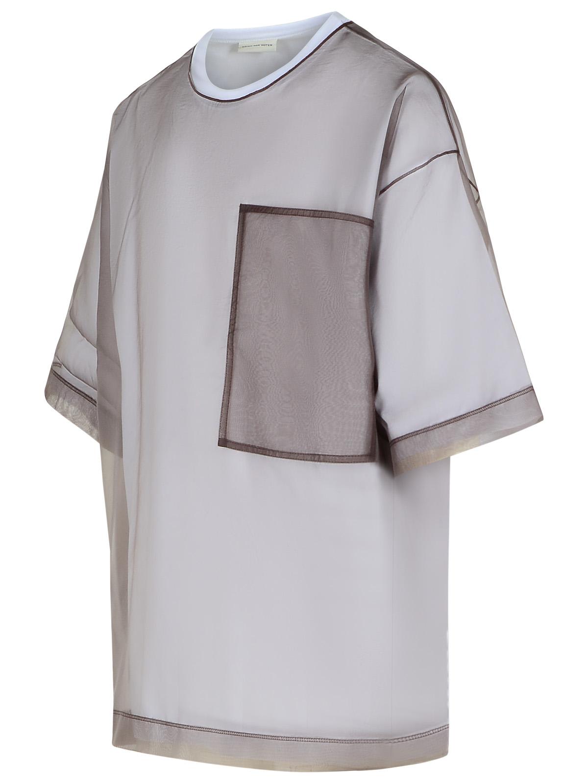 Dries Van Noten Layered Cotton Blend T-shirt With Sheer Overlay In White
