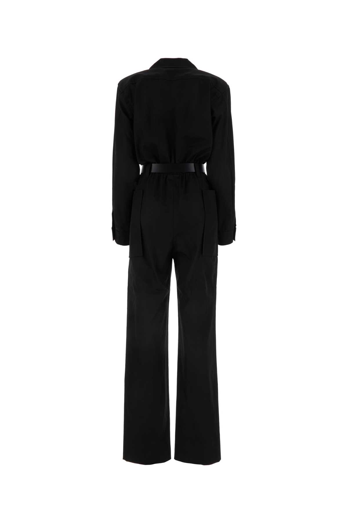 Shop Saint Laurent Black Twill Jumpsuit In Noir