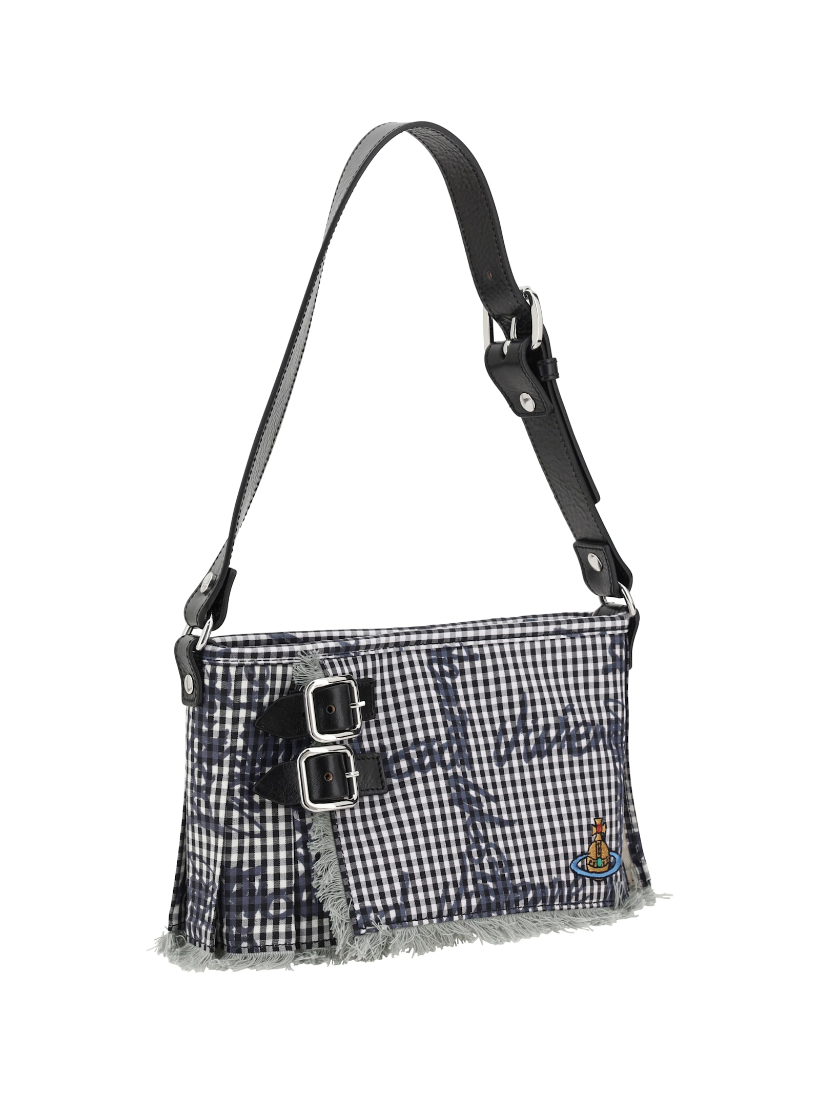 Vivienne Westwood Mens Gingham/vw Black Heather Cotton Shoulder Bag In Gingham/vw Black