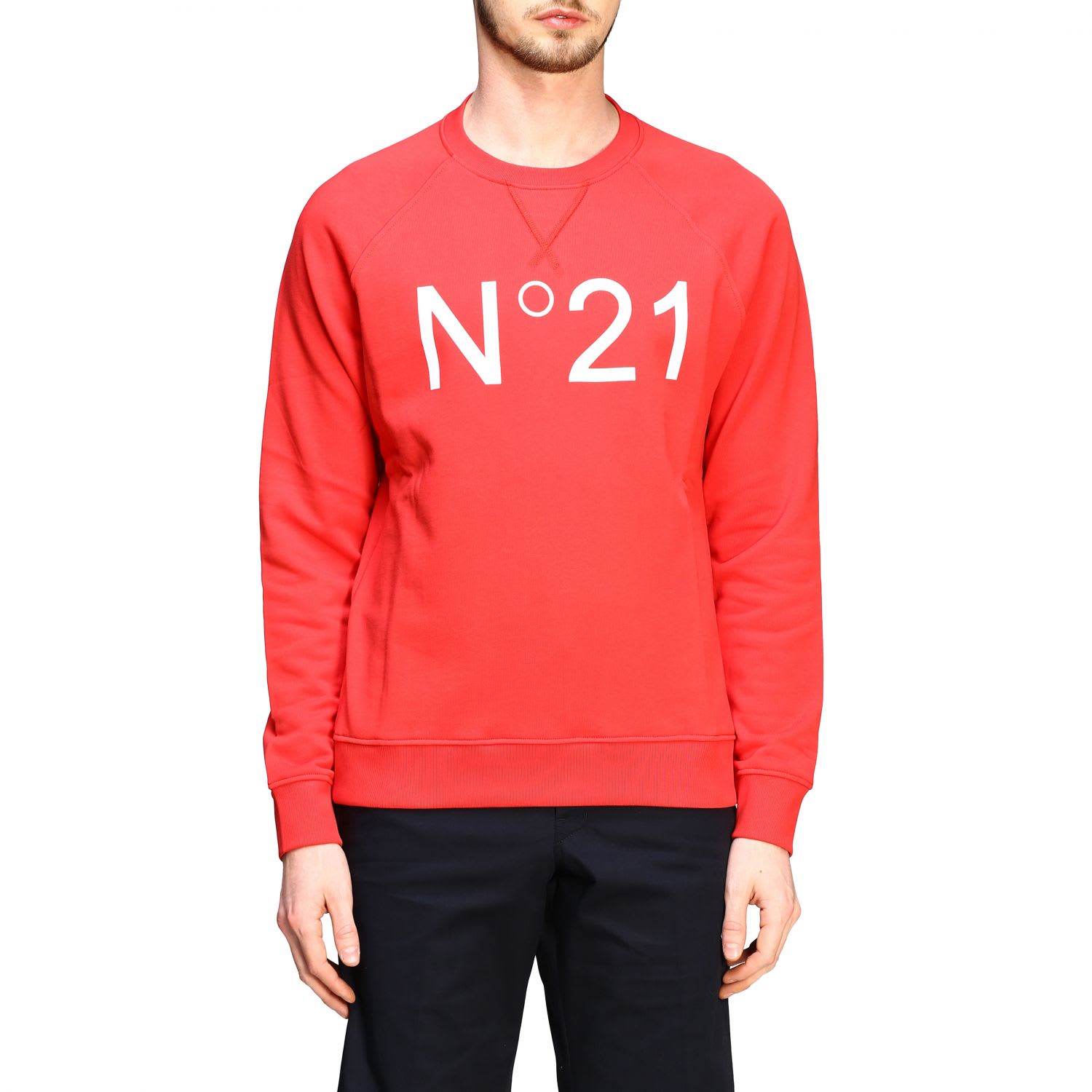 N°21 N° 21 Sweatshirt N &deg; 21 Crewneck Sweatshirt With Contrasting Logo In Red