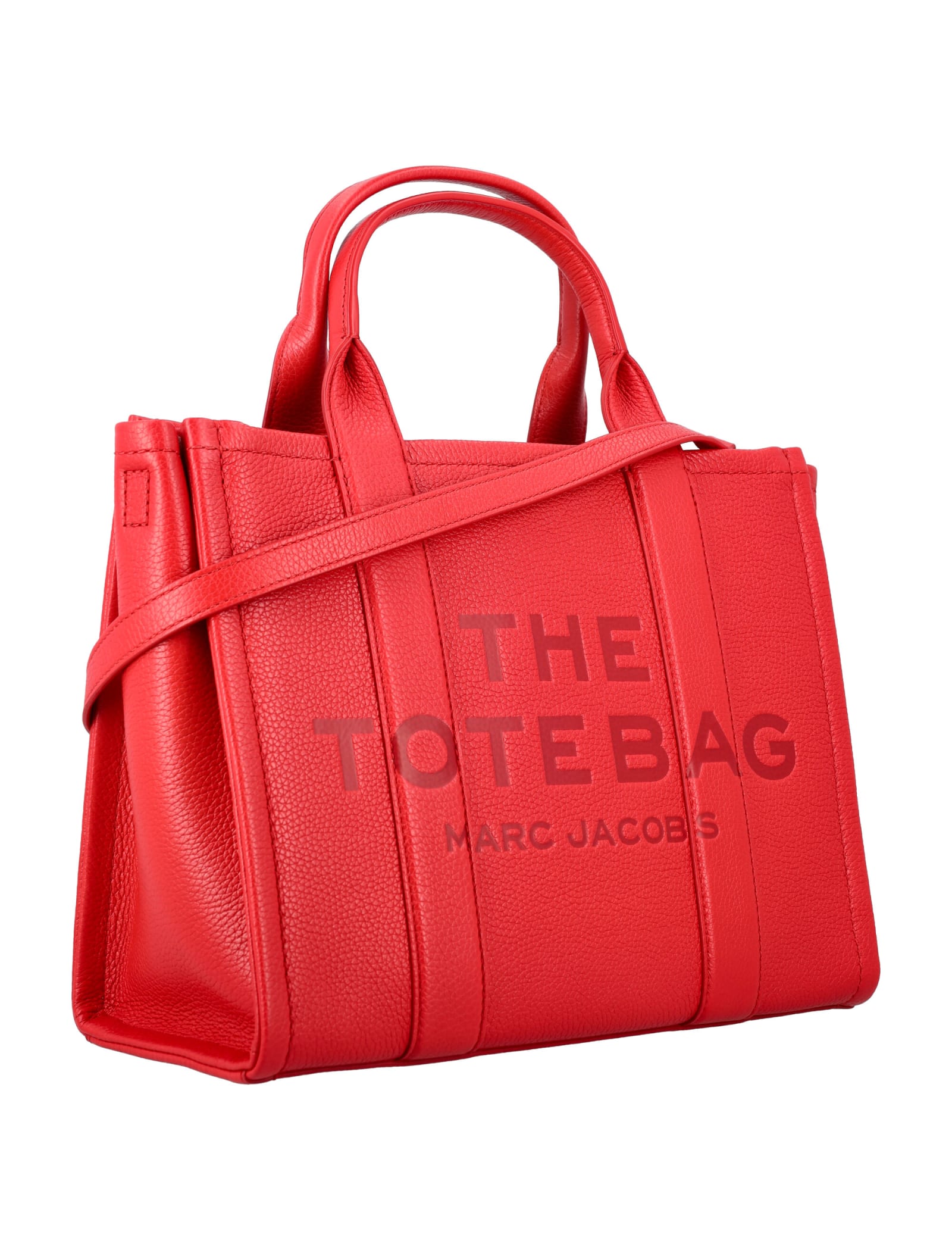 Shop Marc Jacobs The Leather Medium Tote Bag In Red