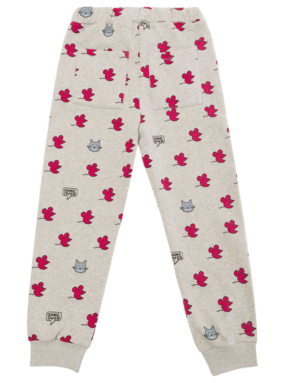 Shop Emile Et Ida Grey Pants With All-over Mouse And Cats Print In Cotton Girl In Multicolor