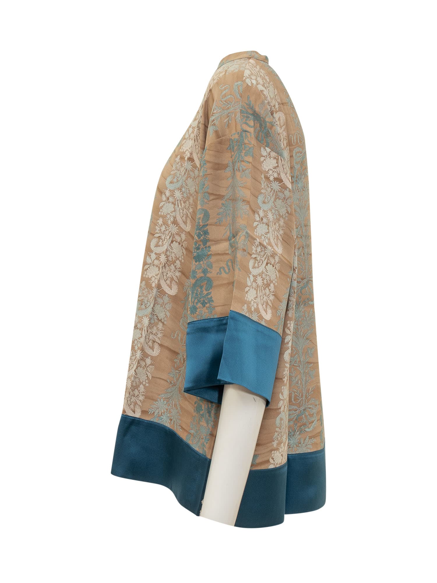 Shop Pierre-louis Mascia Silk Shirt With Floral Pattern In Cipria Azzurro