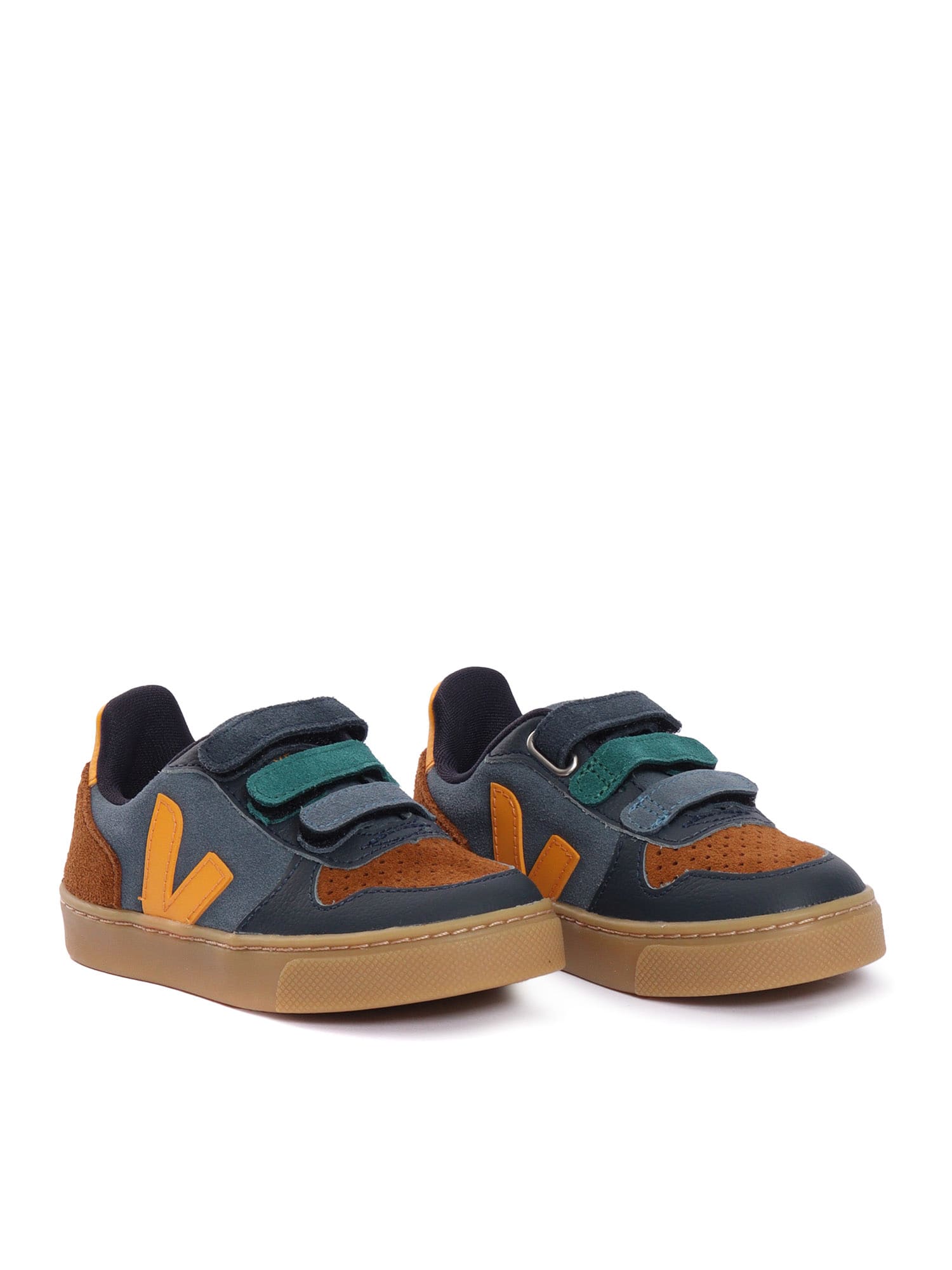 Veja Small V-10 Suede Calif_ouro_natural Sneakers In Gray