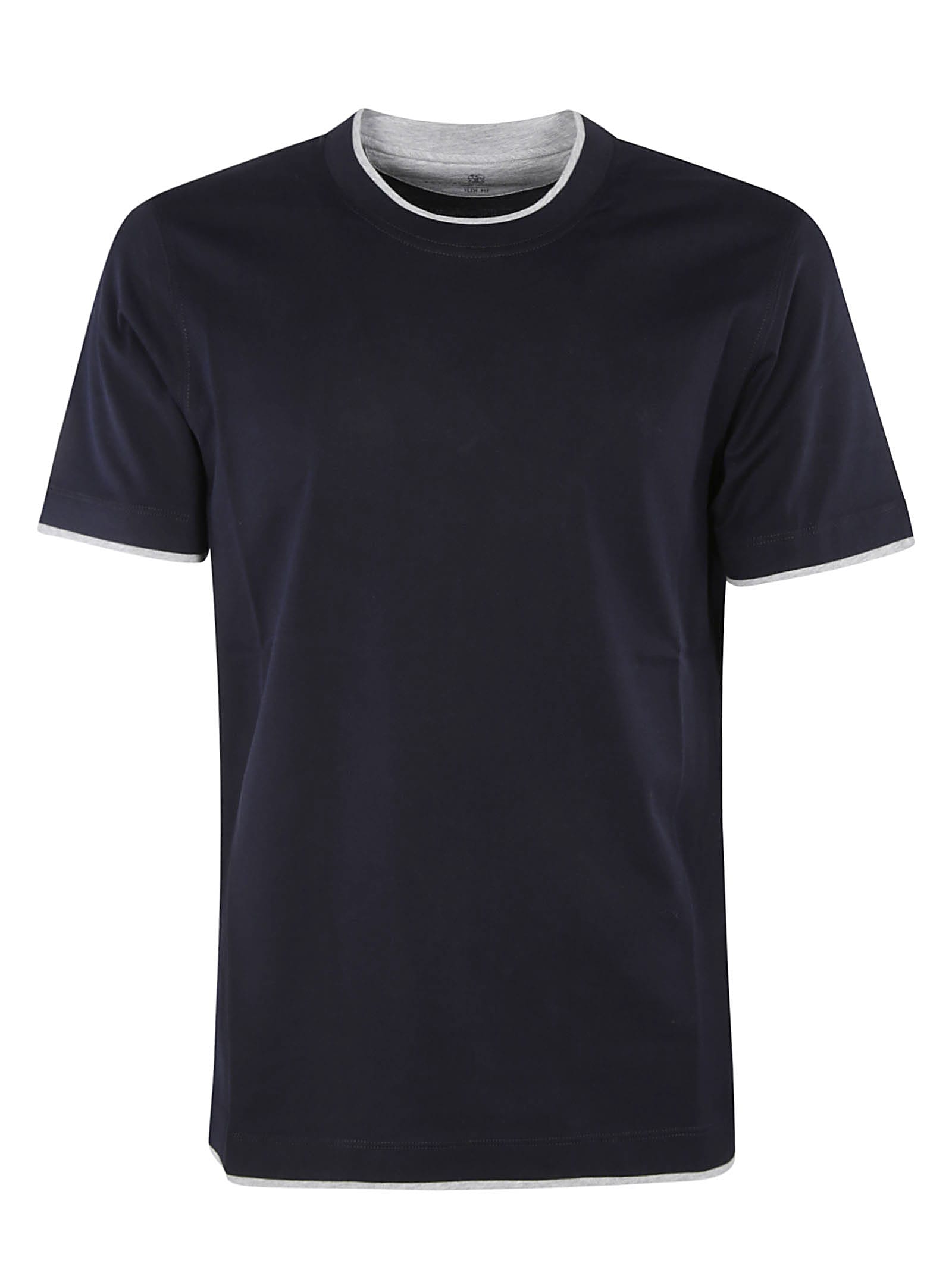 Brunello Cucinelli Regular Plain T-shirt In Navy