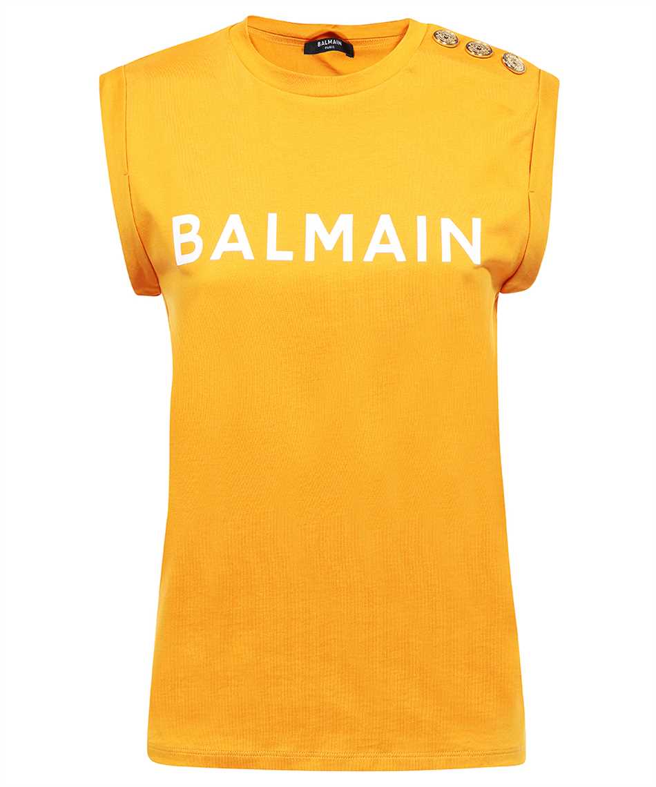 Balmain Cotton Tank Top In Orange