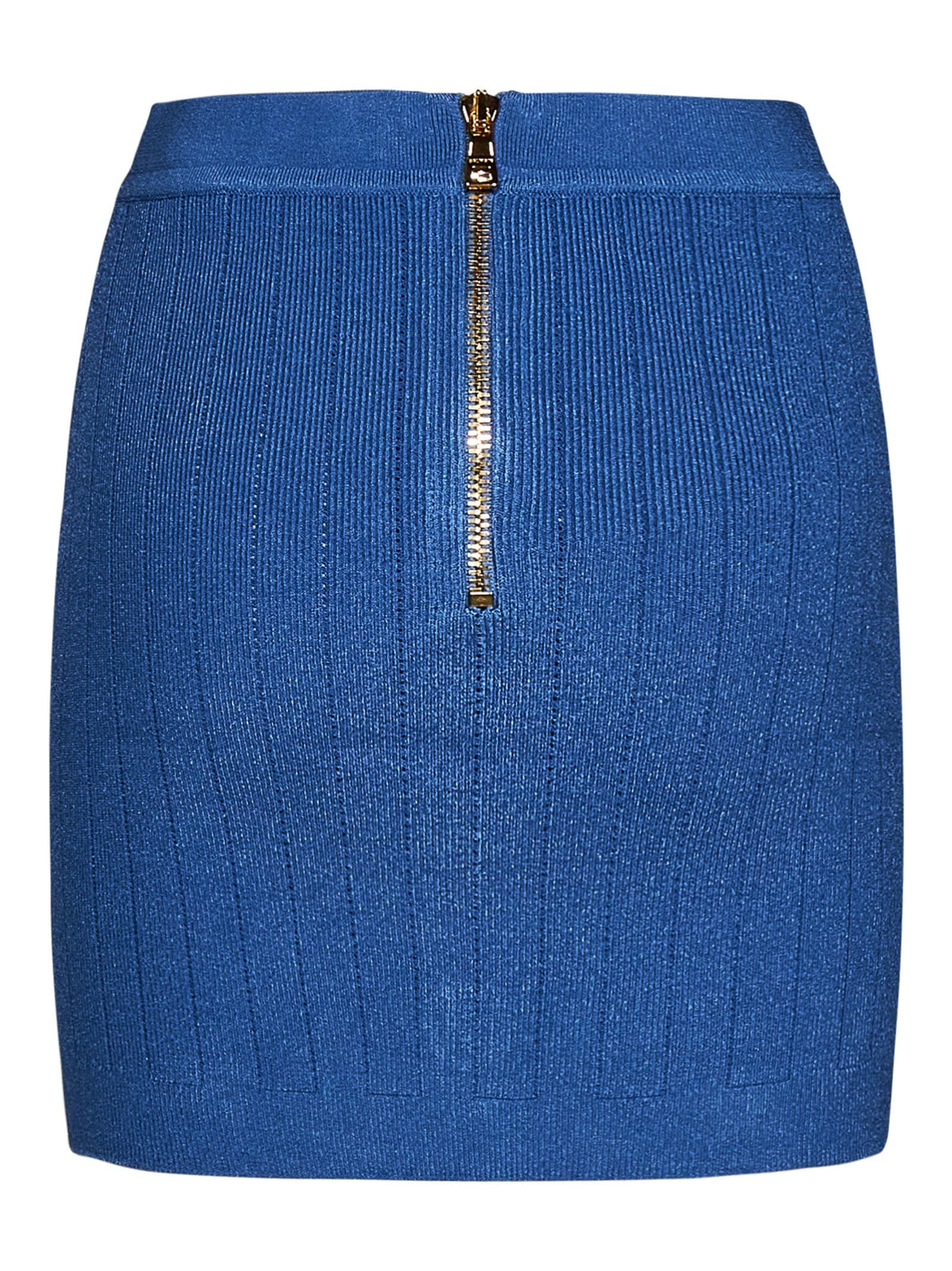 Shop Balmain Mini Skirt In Blue