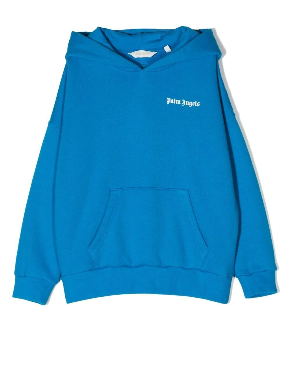 Palm Angels Kids Light Blue Sweatshirt With Front And Back Logo