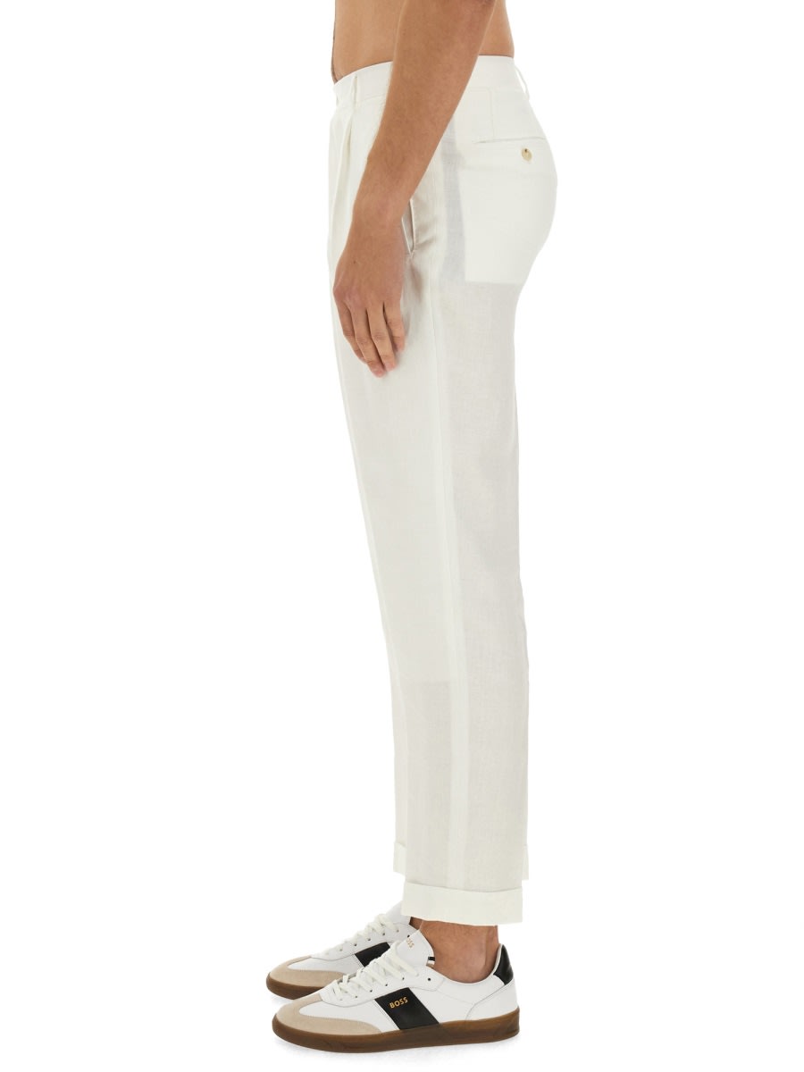 Shop Hugo Boss Linen Pants In White