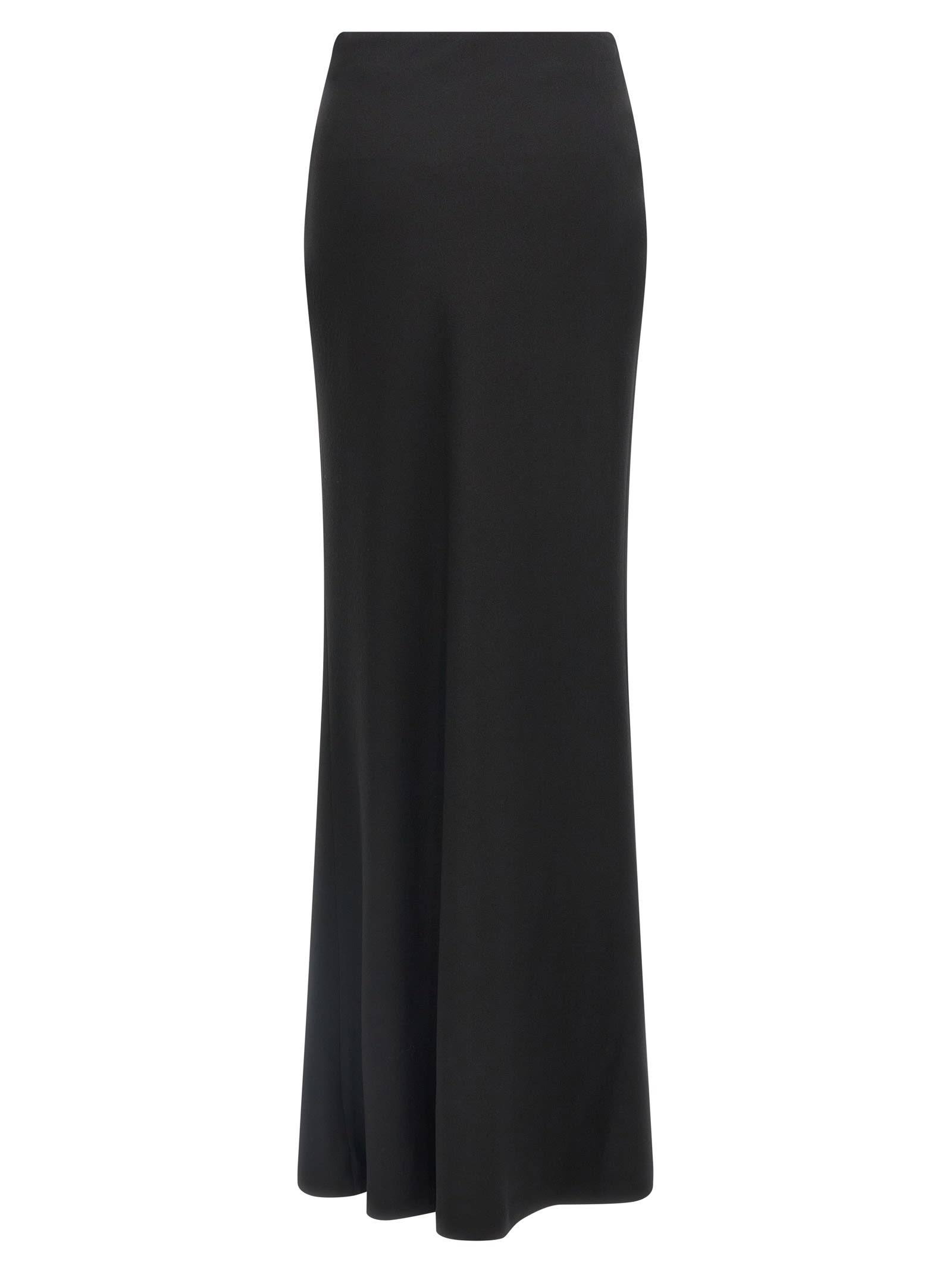 Alessandra Rich Fluid Black Silk Crepe Maxi Skirt With Lined Elegance In Black