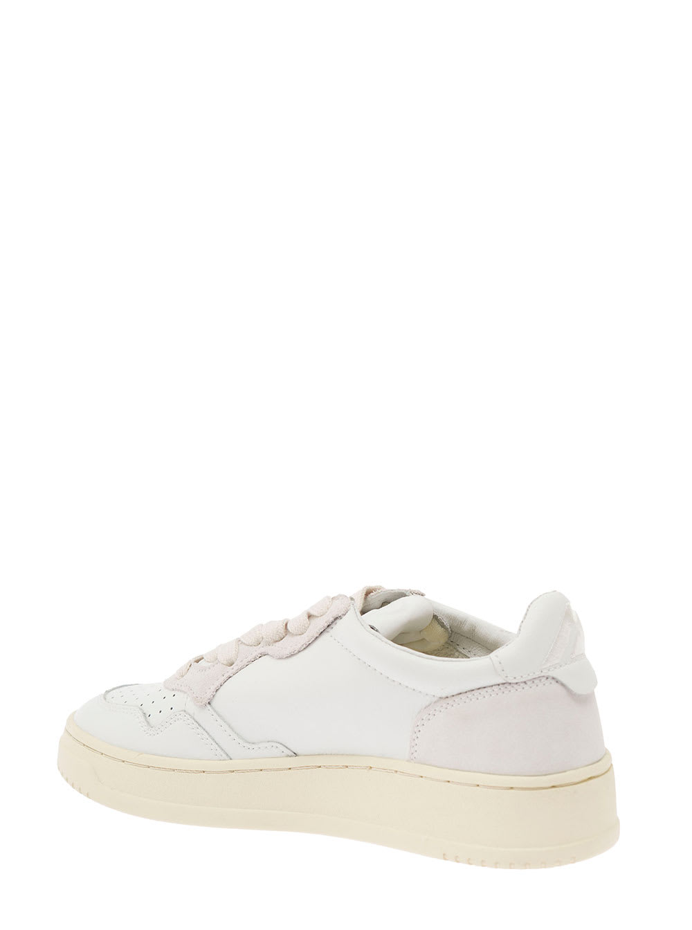 Shop Autry Medalist Low White Sneakers With Suede Inserts And Logo Print On Platform In Leather Woman