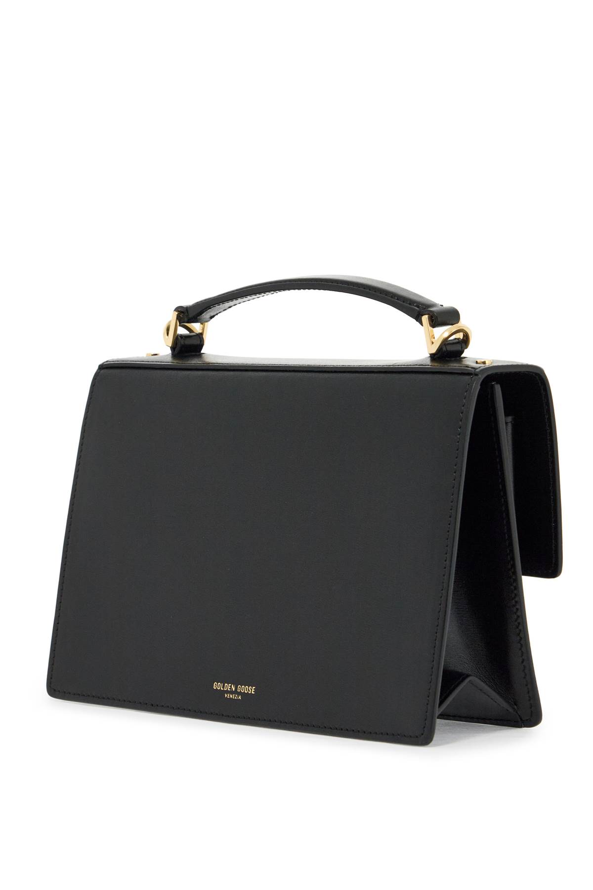 Shop Golden Goose Venice Leather Handbag With Palmell In Black (black)