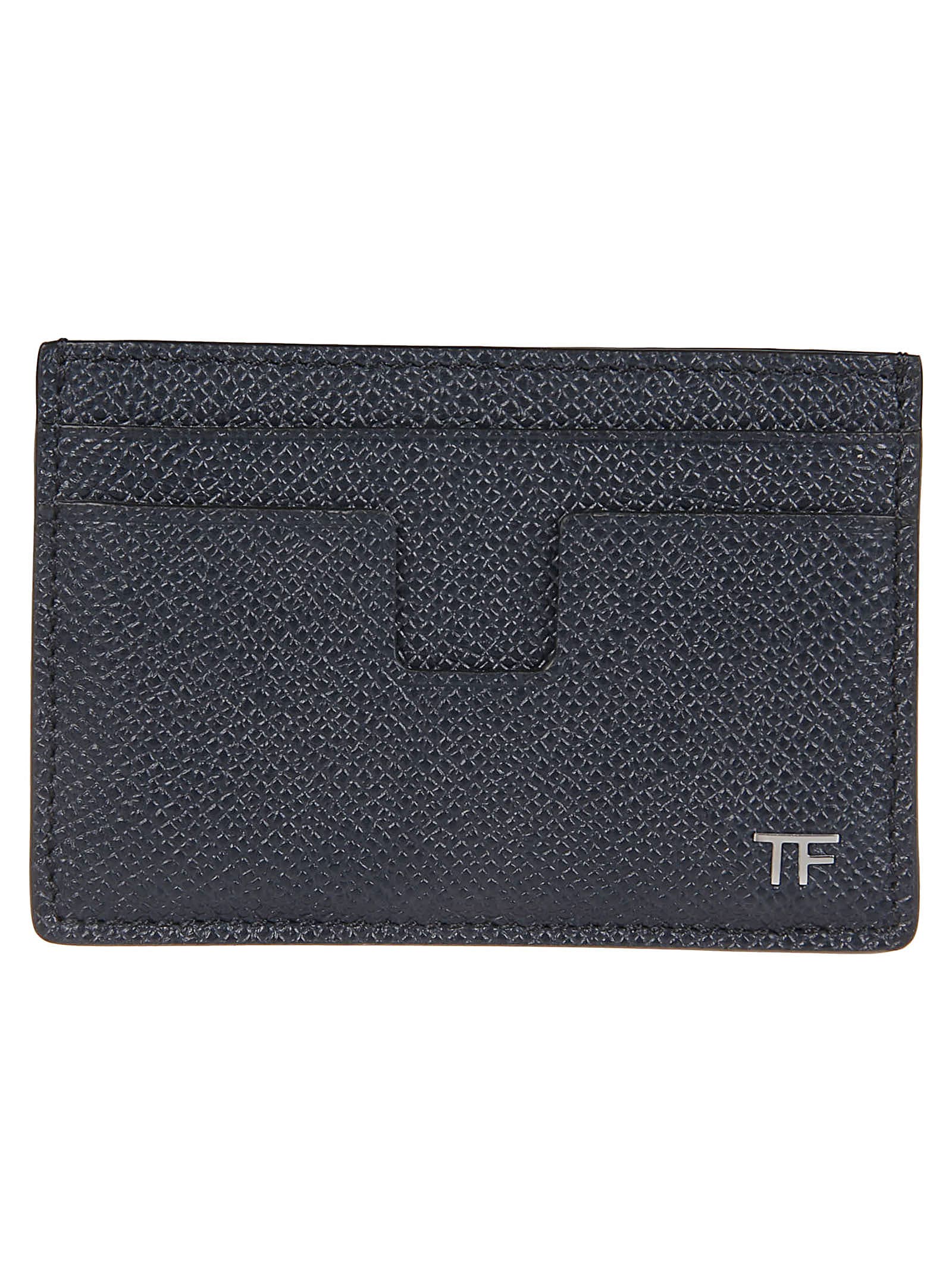 Shop Tom Ford Logo Plaque Classic Credit Card Holder In Midnight Blue