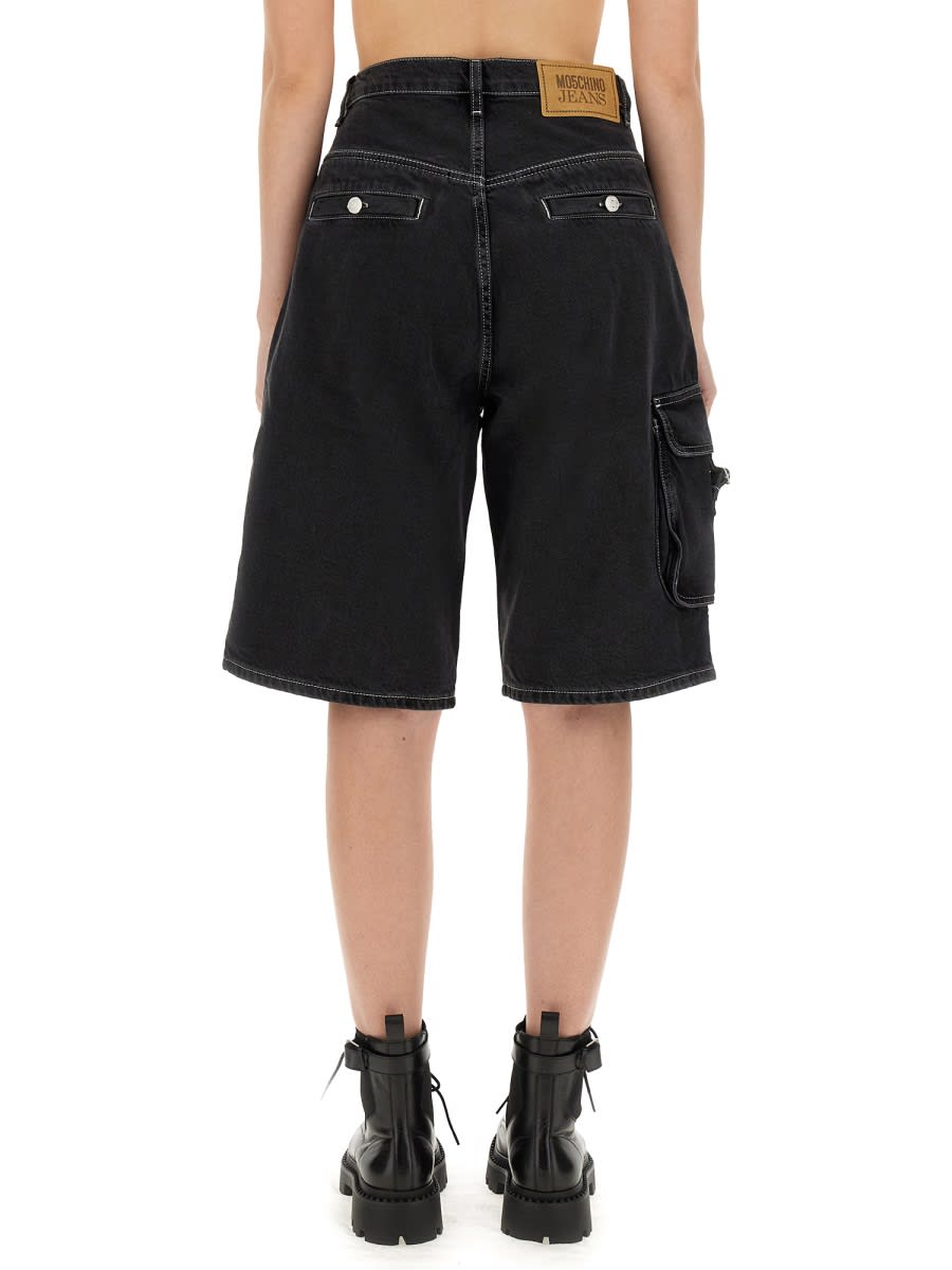 Shop M05ch1n0 Jeans Denim Cargo Shorts In Black