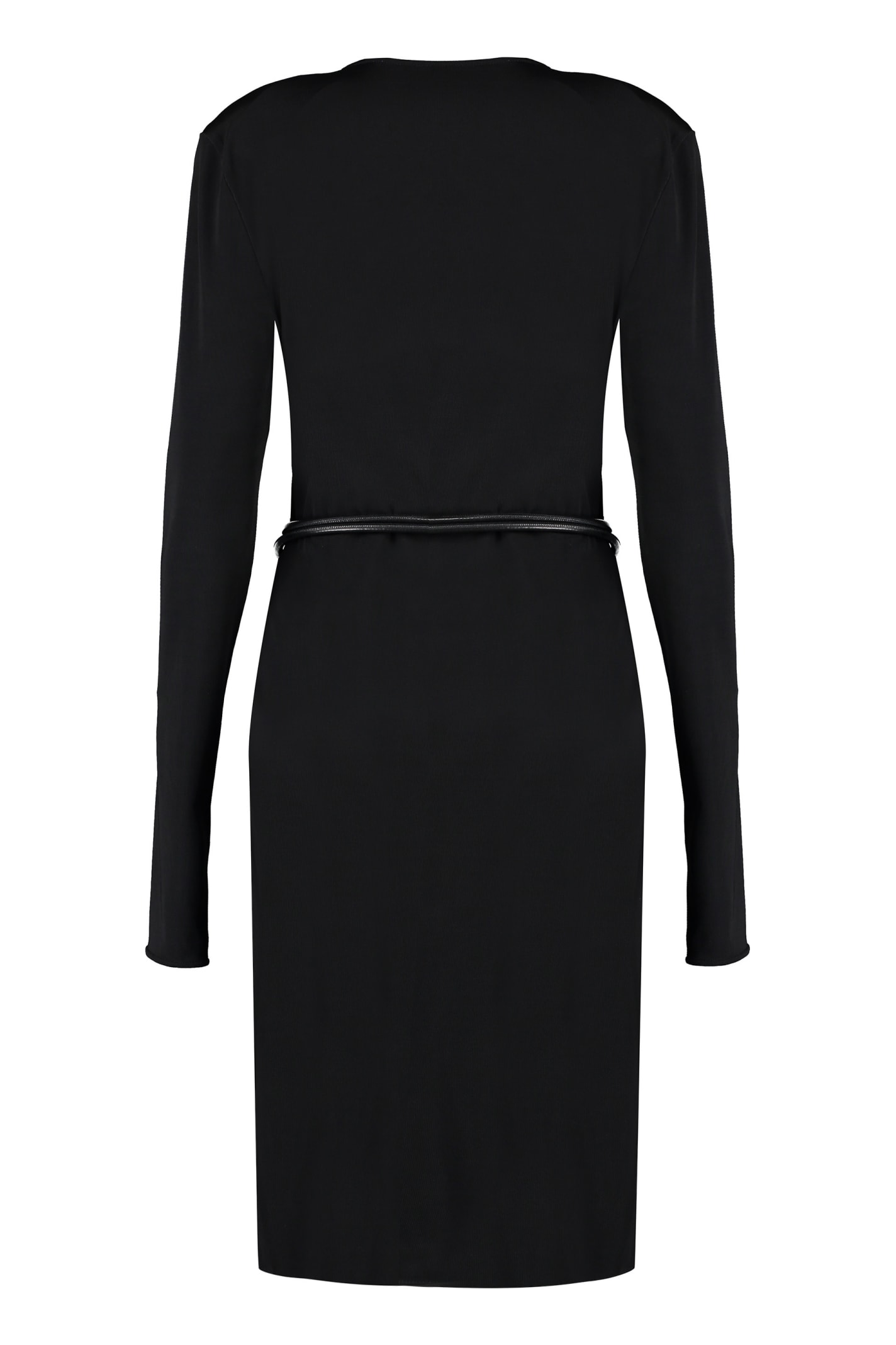 Tom Ford Jersey Wrap Black Viscose Midi Dress In Black
