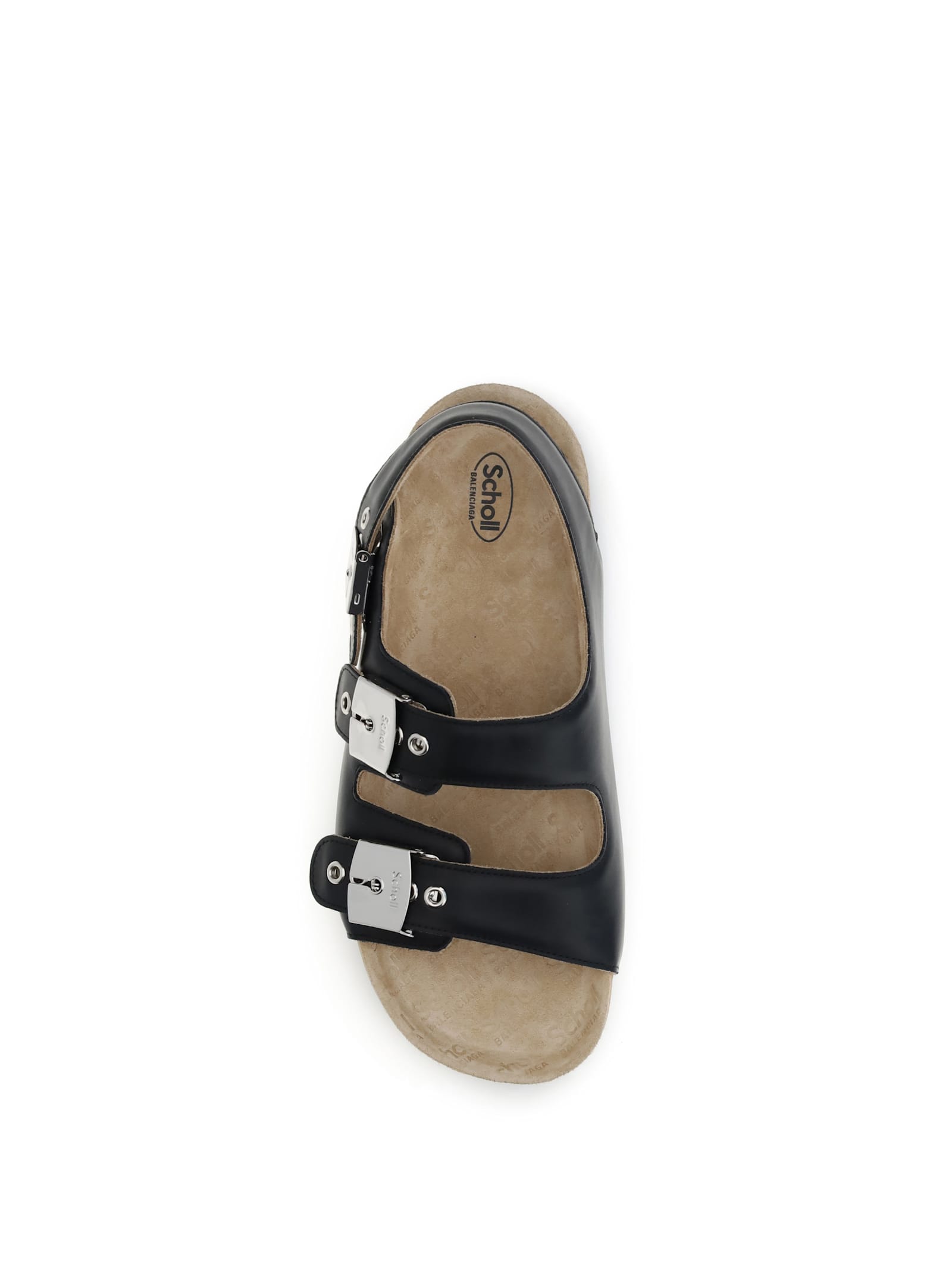 Balenciaga X Scholl Leather Sandals In Black