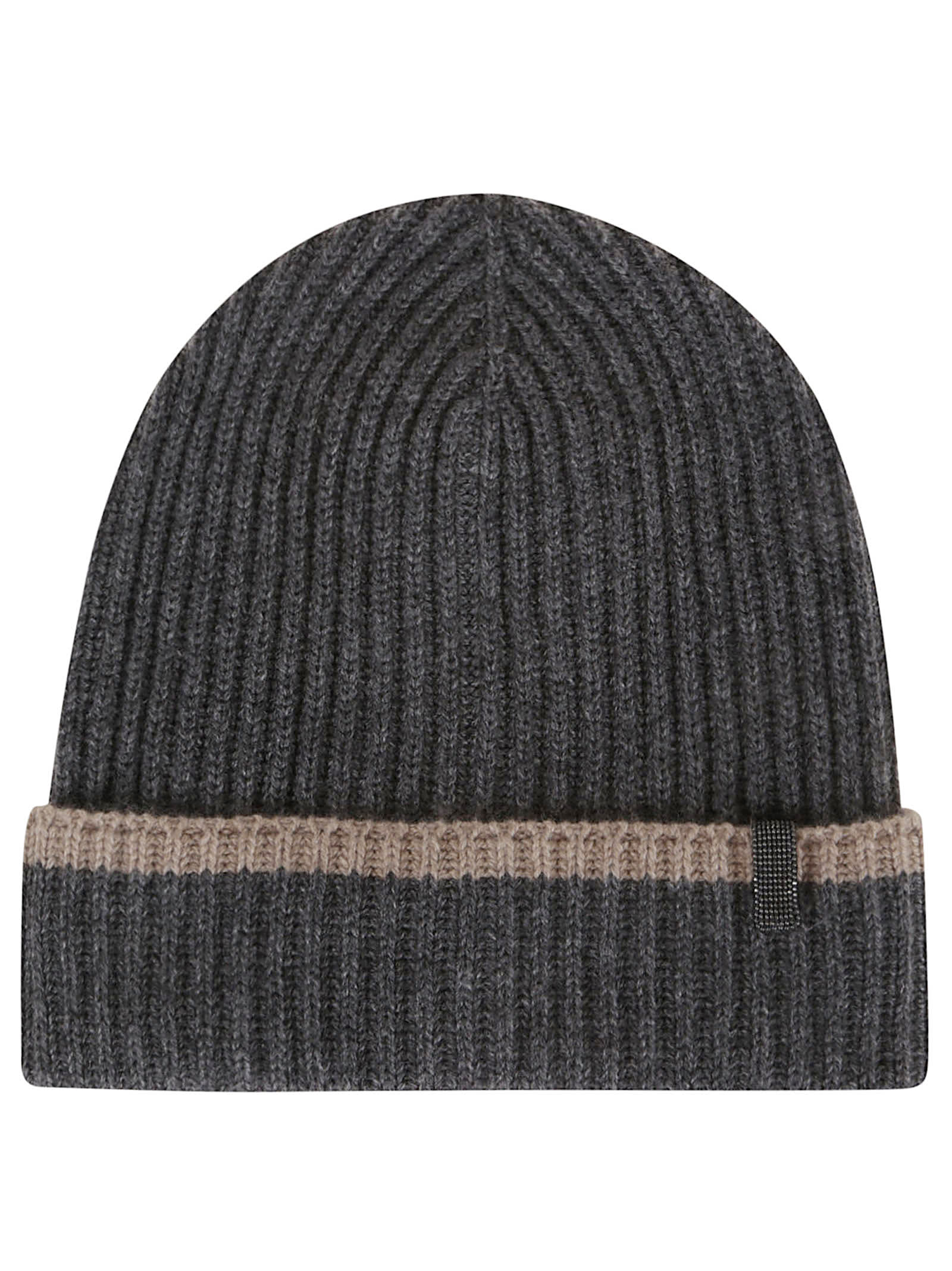 Brunello Cucinelli Ribbed Cashmere Beanie In Gray