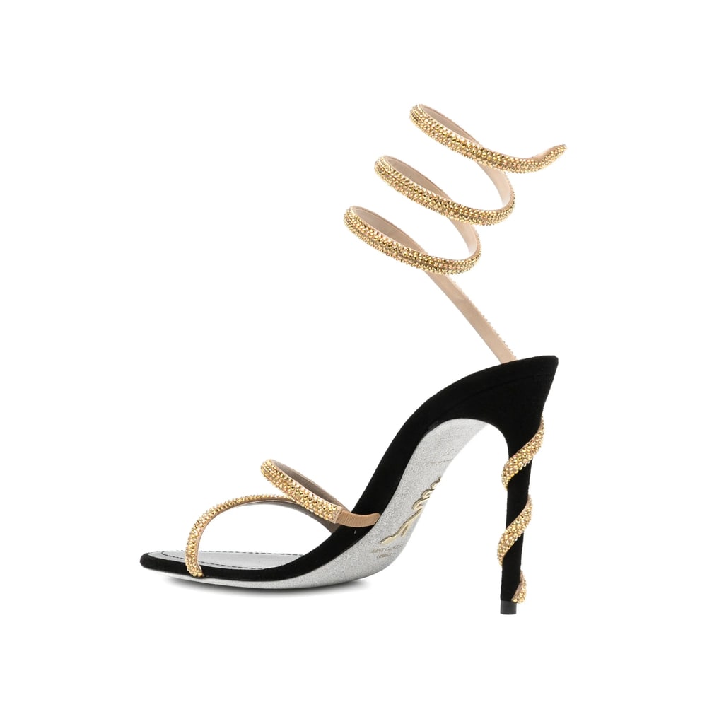René Caovilla Round-toe High-heeled Sandals In Black