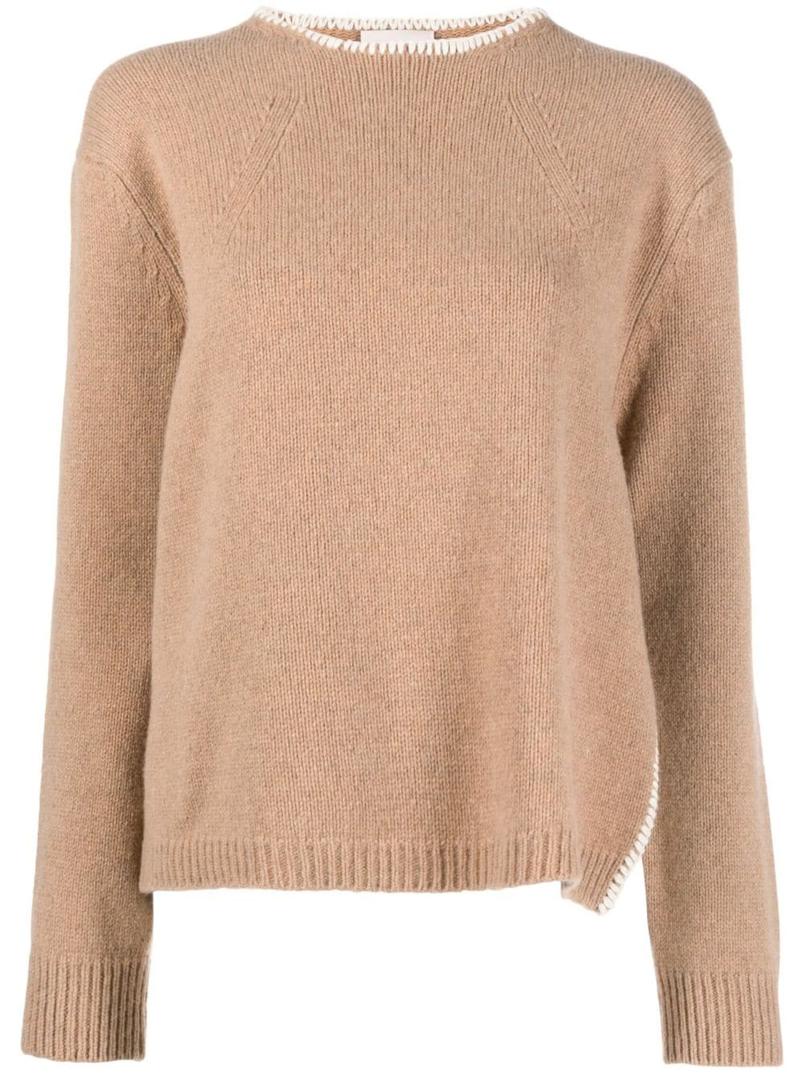 SEMICOUTURE LIGHT BROWN RECYCLED CASHMERE JUMPER