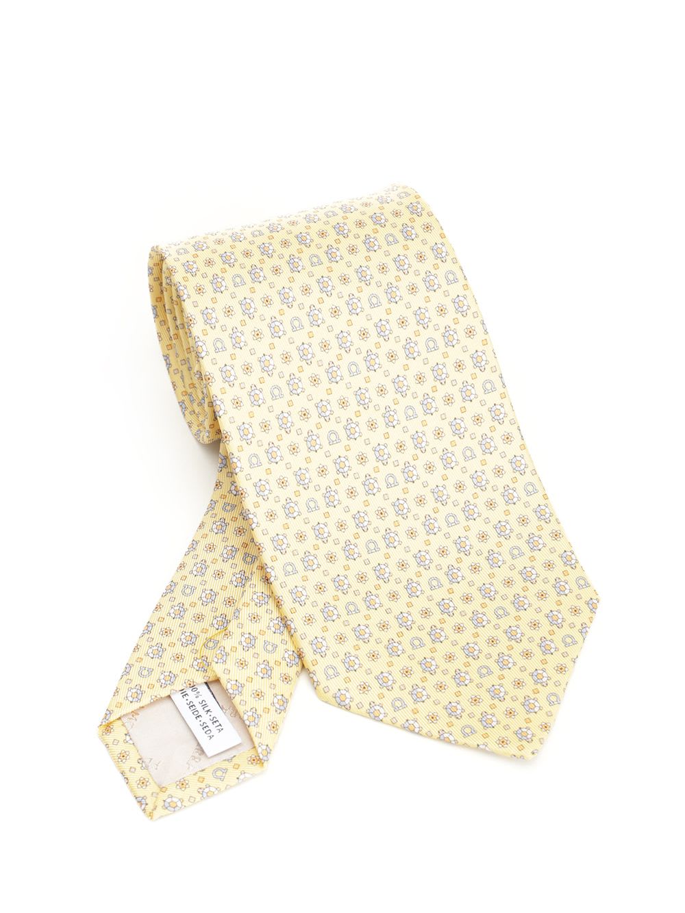 Ferragamo Turtle Print Silk Tie Ties And Bow Ties Yellow In Yellow