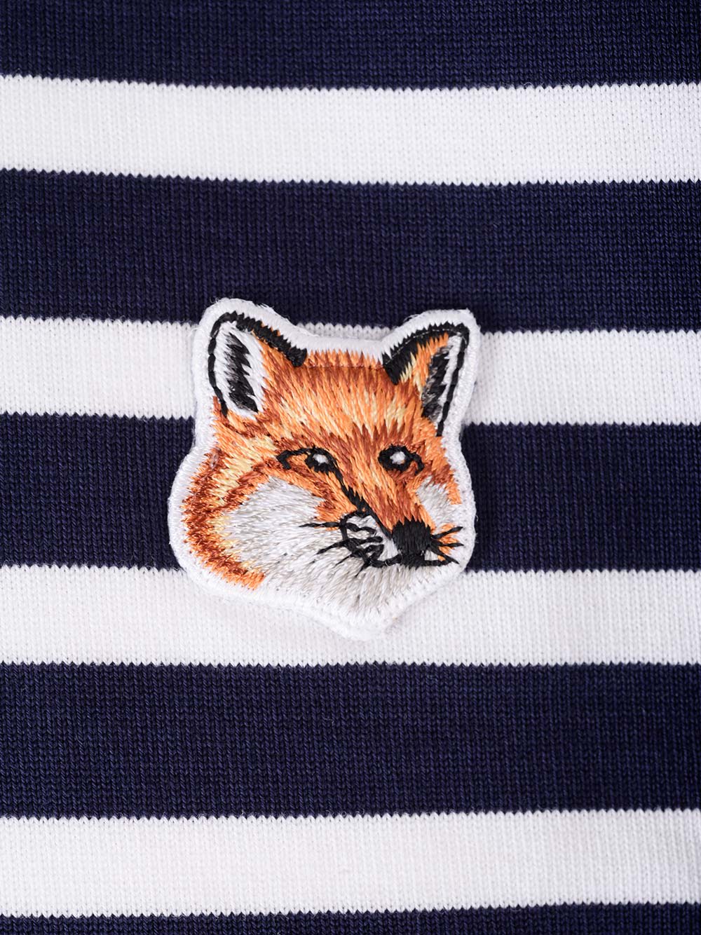 Shop Maison Kitsuné Fox Head Patch T-shirt In Navy Stripes