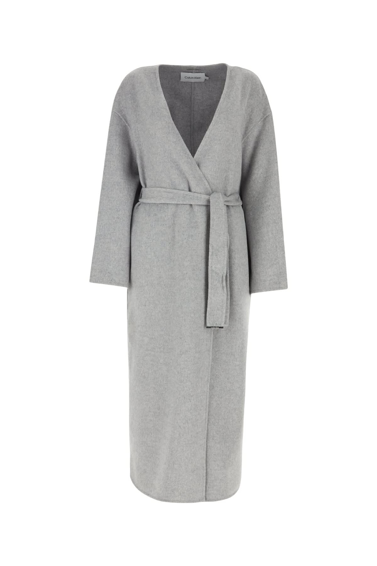 Shop Calvin Klein Df Wool Coat In Palegreyheather