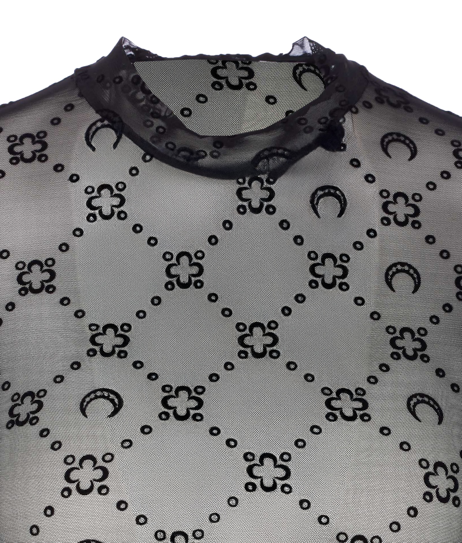 Marine Serre Moonogram Mesh Lock Long Sleeves Top In Black