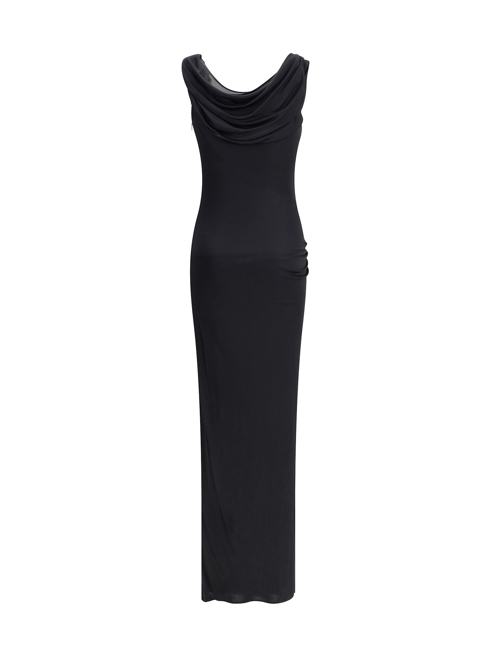 Versace Embellished Draped Stretch-jersey Gown In Black