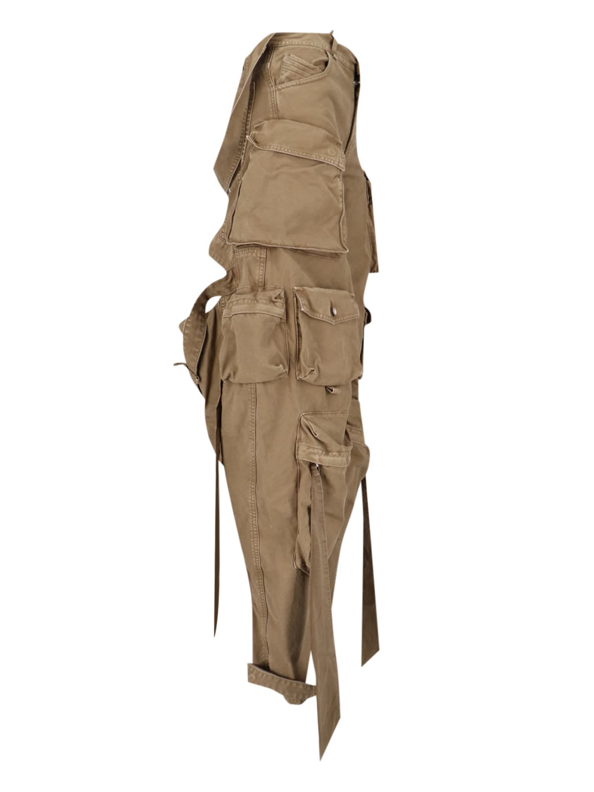 Shop Attico Cut-out Long Cargo Pants In Cachi